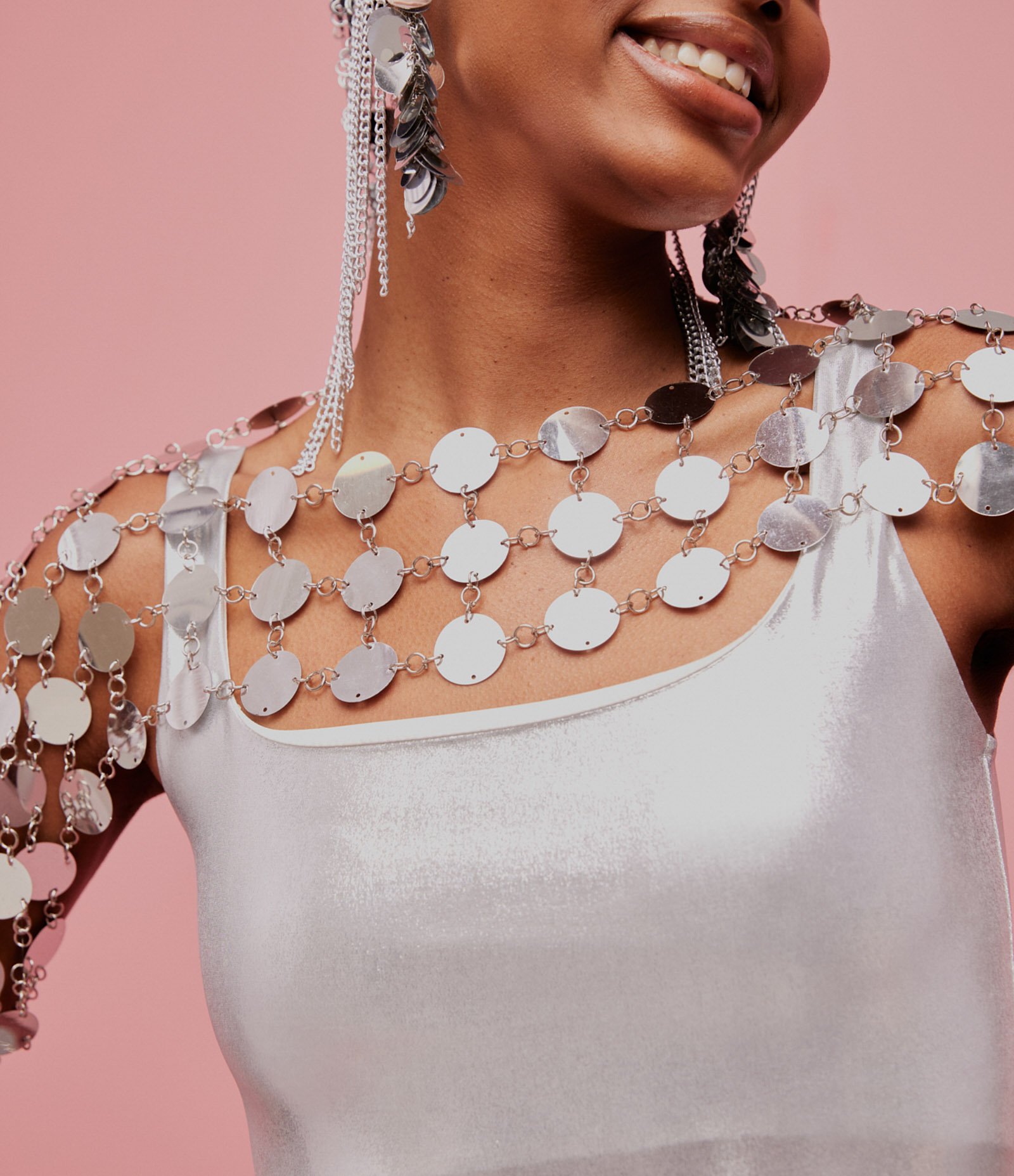 Body Ajustado em Flamê com Metalizado Holográfico Prata 3