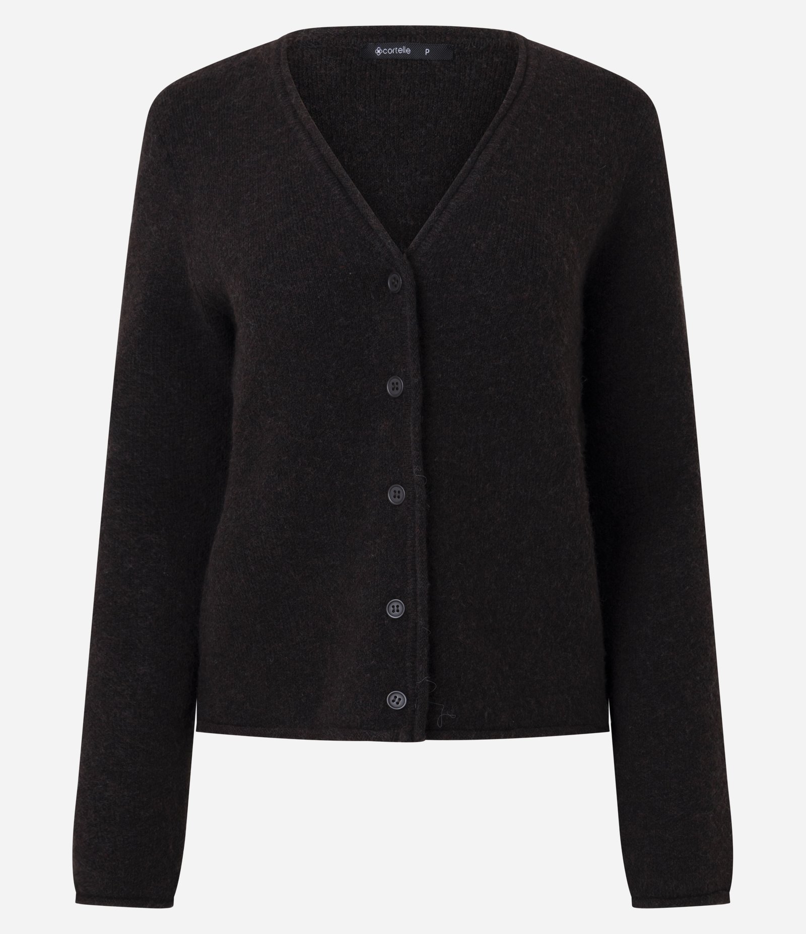 Cardigan em Tricô com Fechamento Frontal em Botões Marrom Escuro 5