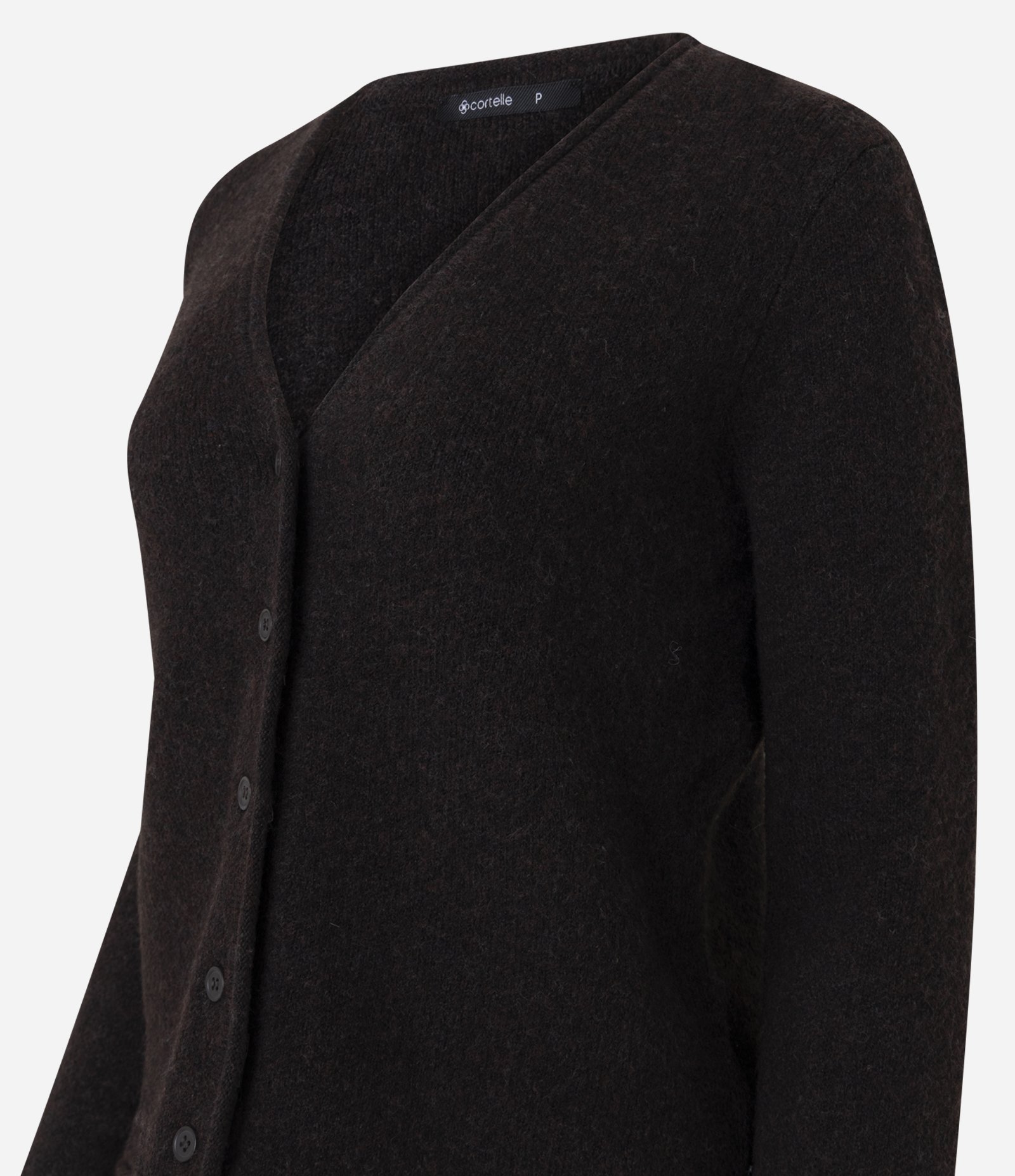 Cardigan em Tricô com Fechamento Frontal em Botões Marrom Escuro 6