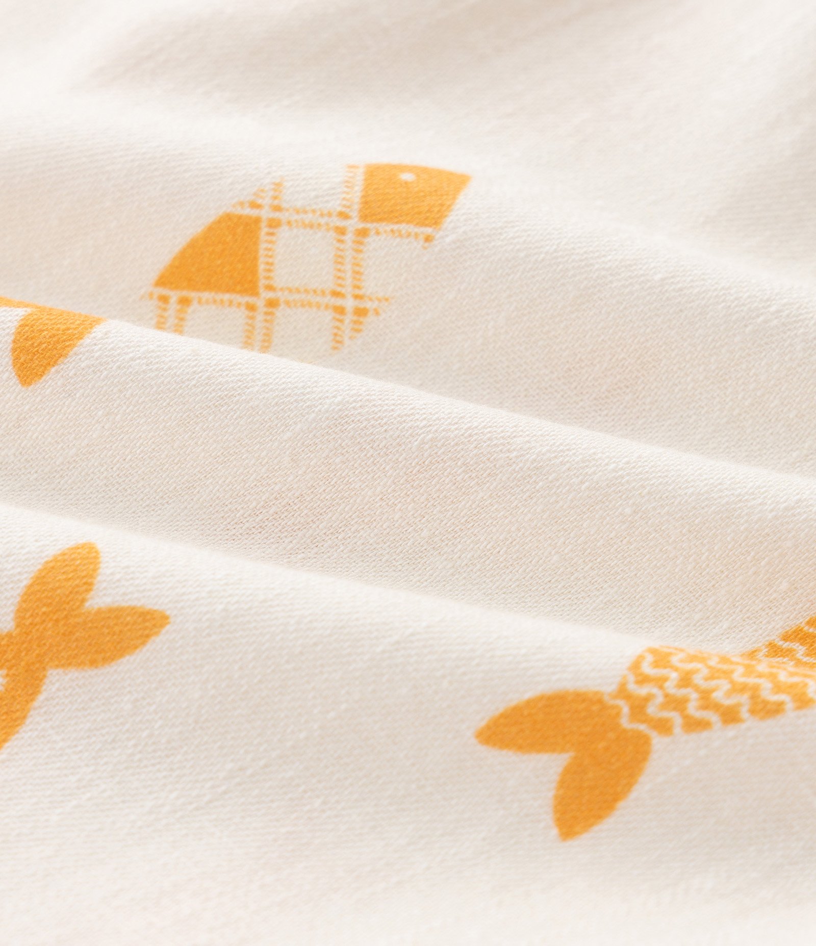 Vestido Infantil em Sarja Estampa Peixinhos - Tam 1 a 6 anos Off White 3