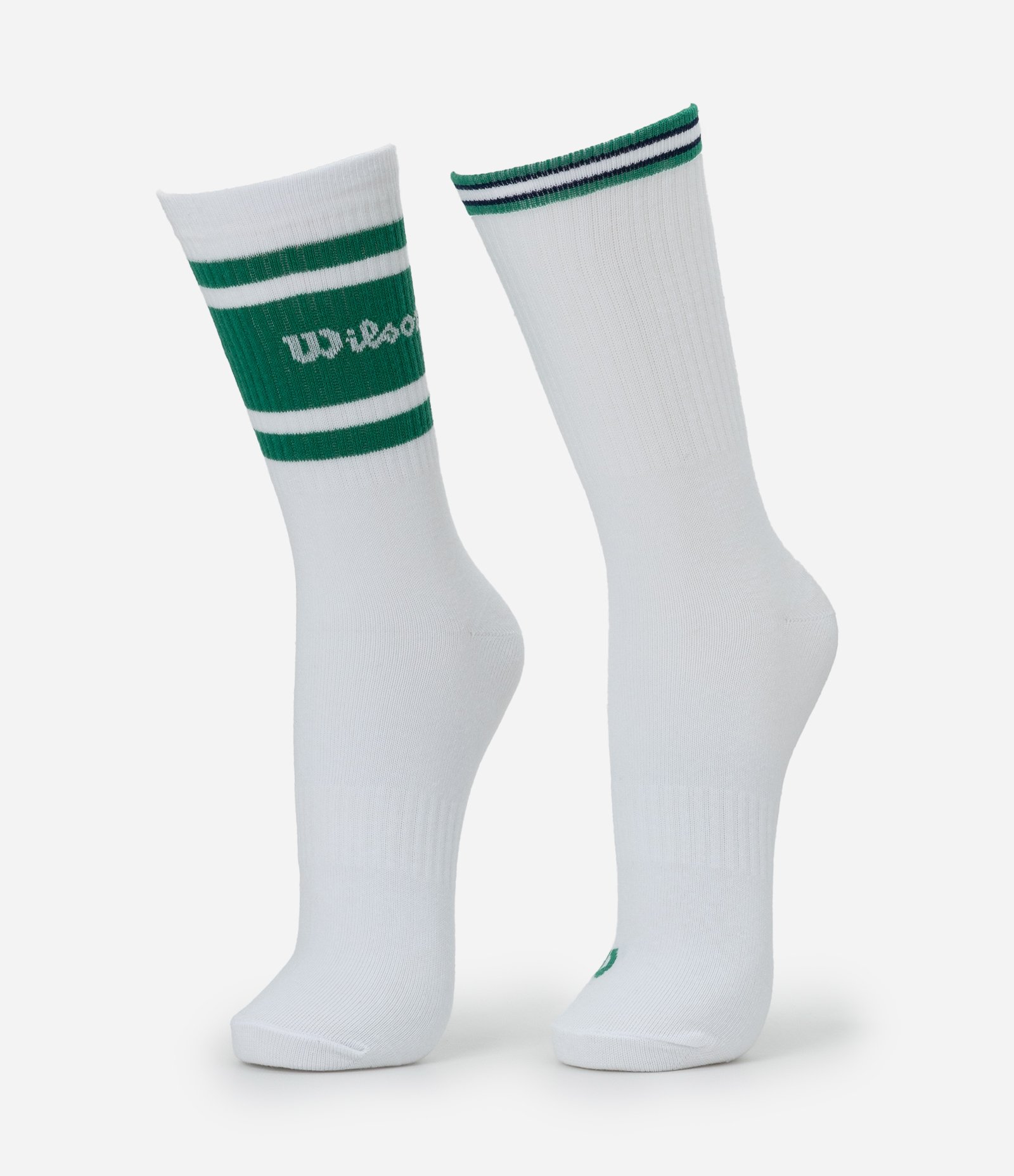 Kit 02 Meias Esportivas Cano Longo em Algodão e Logo Wilson Bordado Branco 1