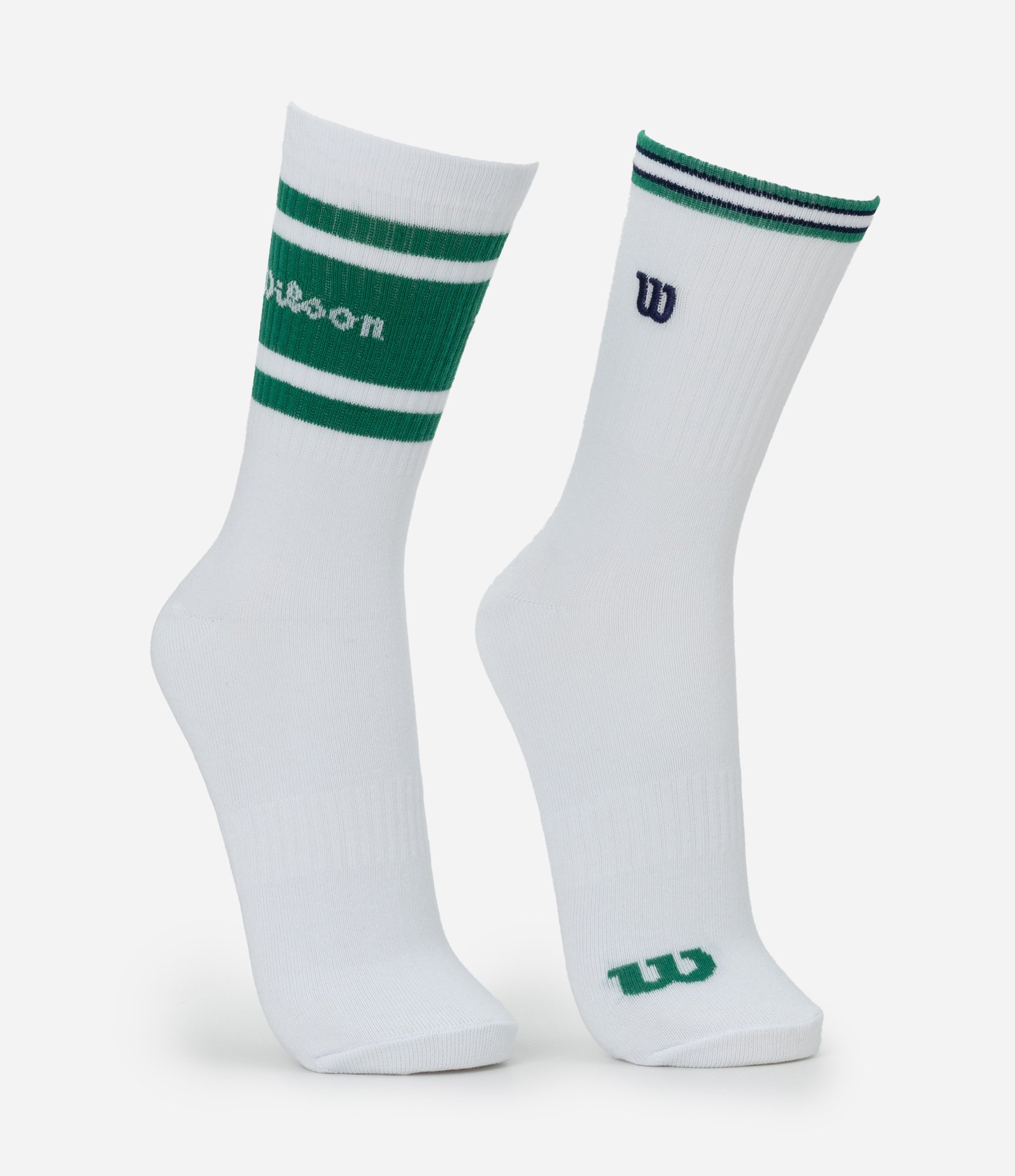 Kit 02 Meias Esportivas Cano Longo em Algodão e Logo Wilson Bordado Branco 2