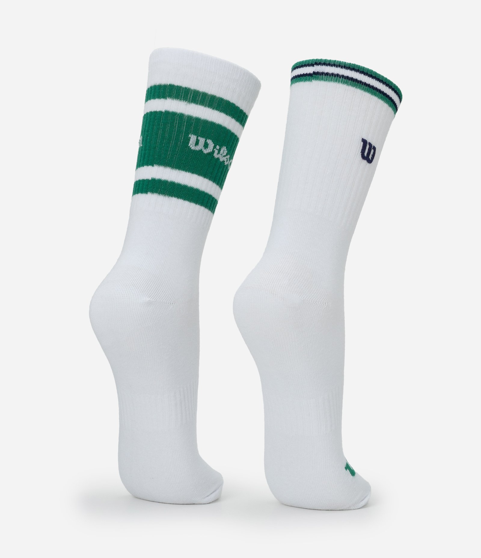 Kit 02 Meias Esportivas Cano Longo em Algodão e Logo Wilson Bordado Branco 3