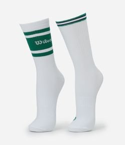 Kit 02 Meias Esportivas Cano Longo em Algodão e Logo Wilson Bordado