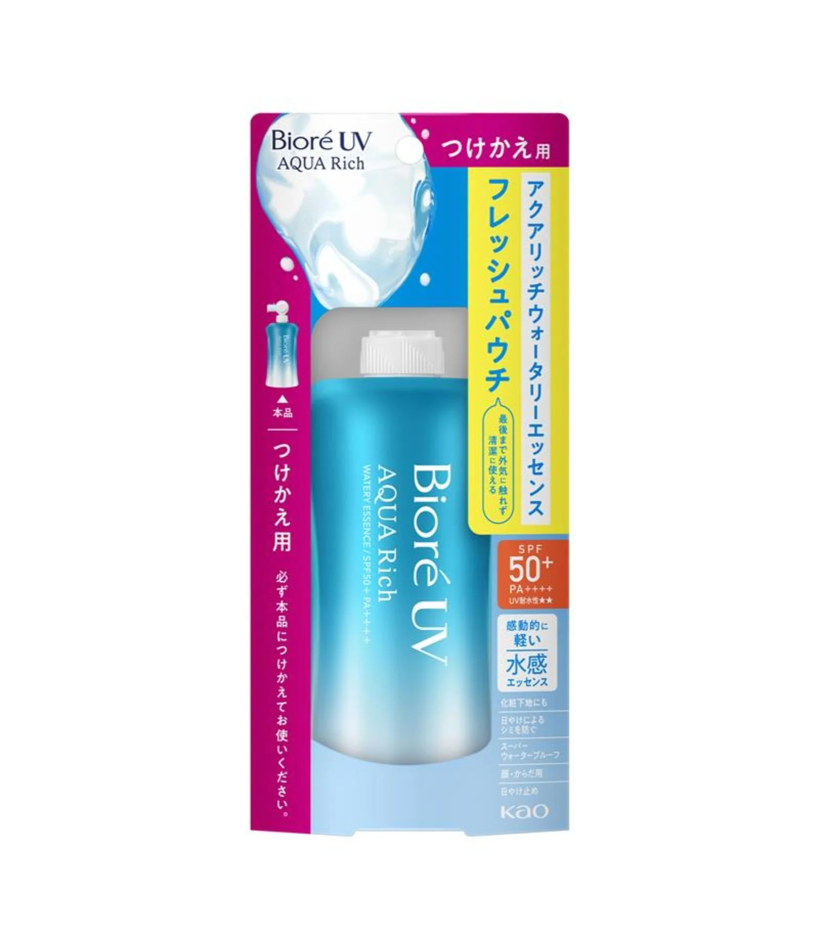 Protetor Solar Facial e Corporal UV Refil Aqua Rich Watery Essence Biore 120ml 2