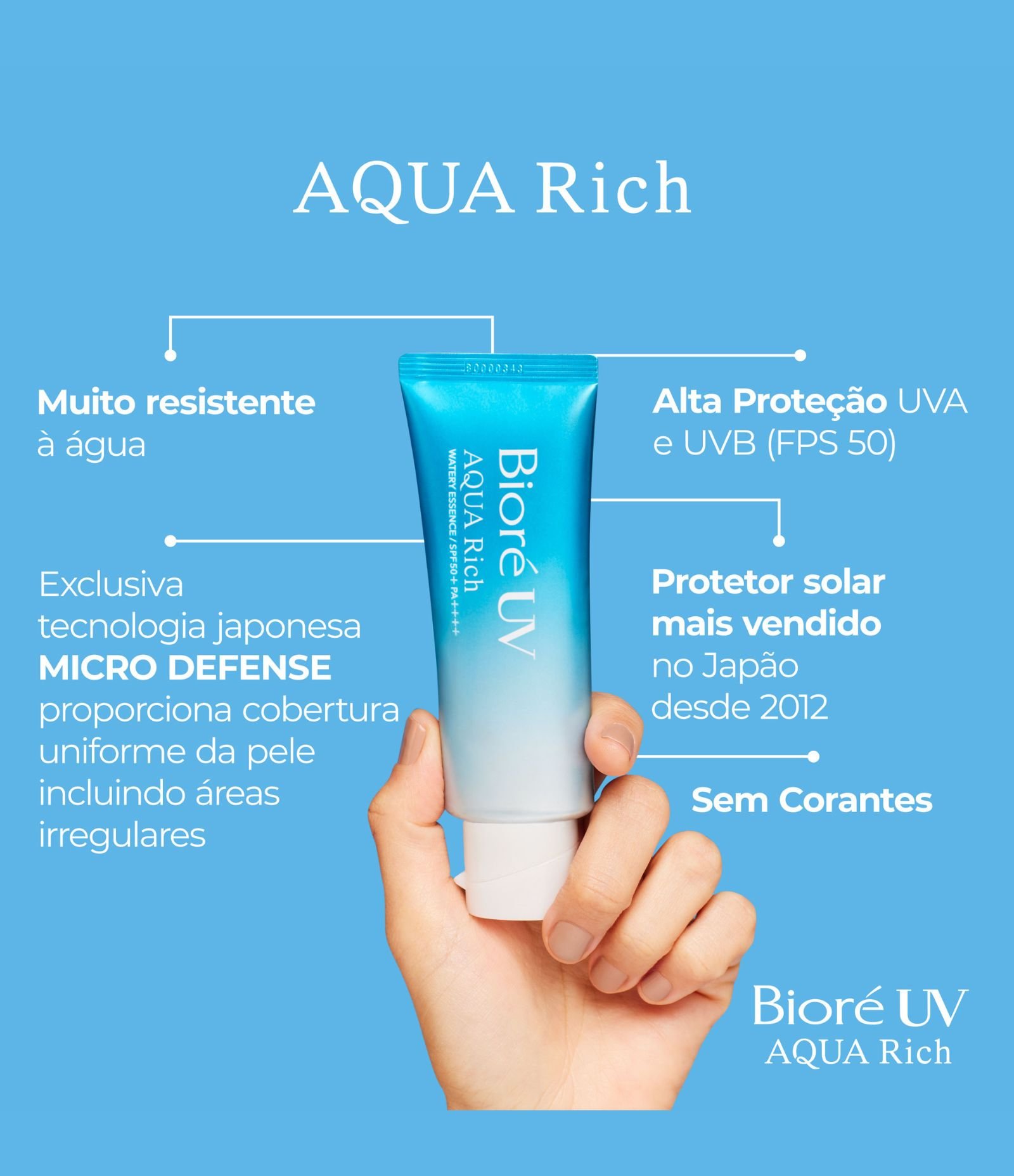 Protetor Solar Facial e Corporal UV Aqua Rich Watery Essence Biore 50ml 8