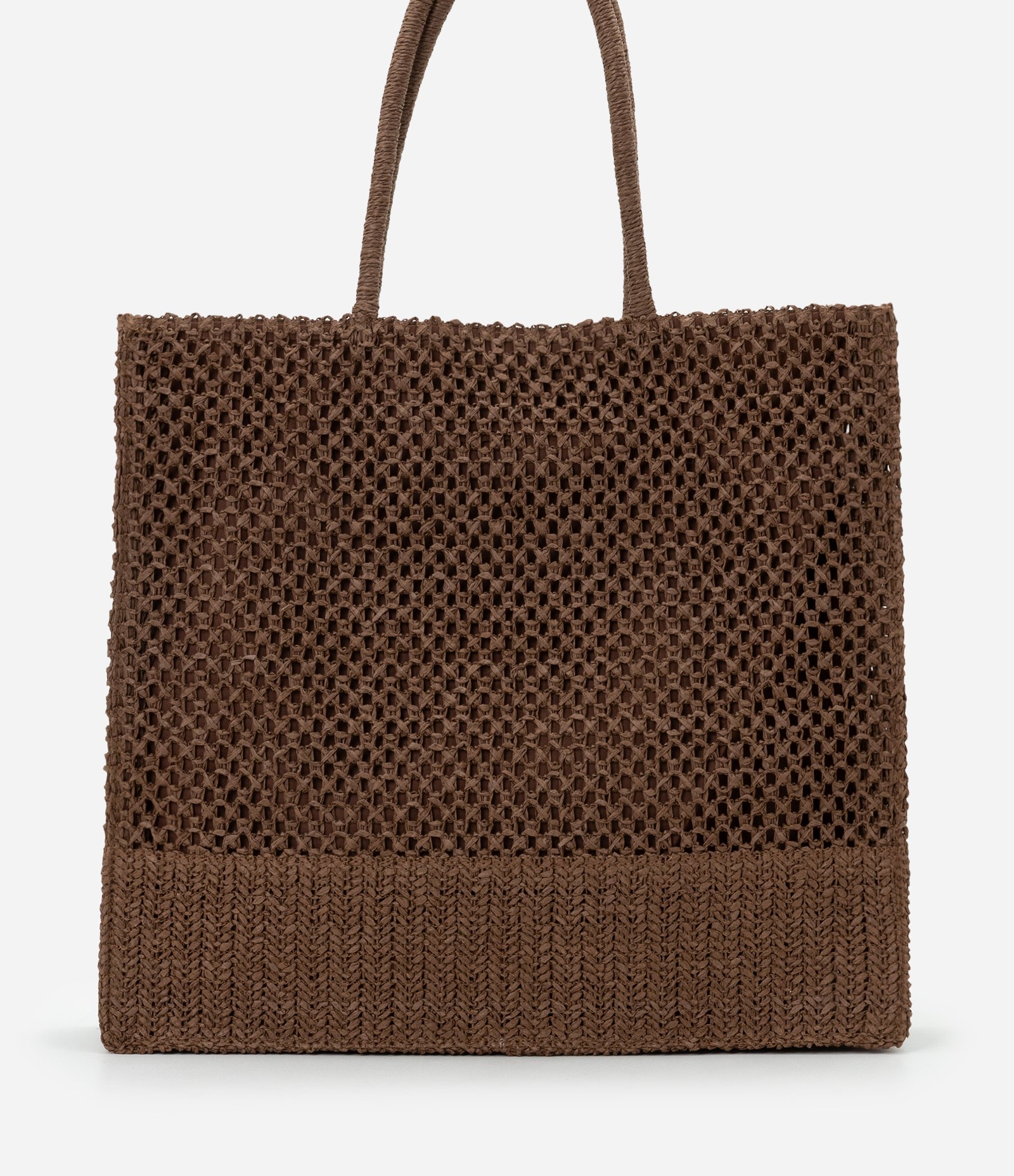 Bolsa em Papel com Textura de Palha e Bag Charm Marrom 3