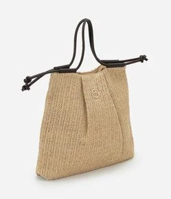 Bolsa Saco em Papel Trançado com Alça em PU