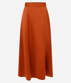 Saia Evasê Longa em Cetim com Prences Amplos