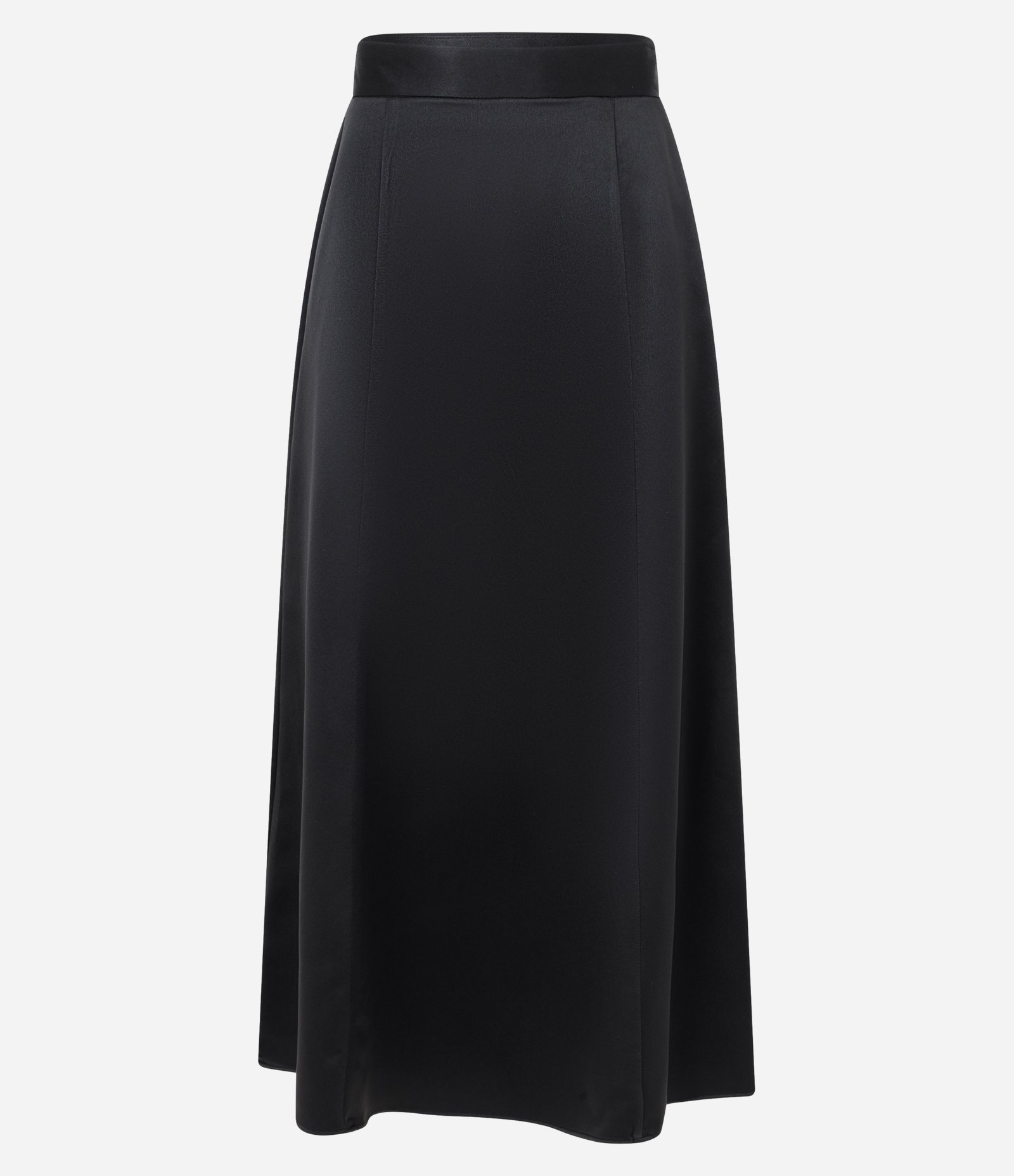 Saia Evasê Longa em Cetim com Prences Amplos Preto 1