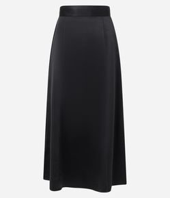 Saia Evasê Longa em Cetim com Prences Amplos