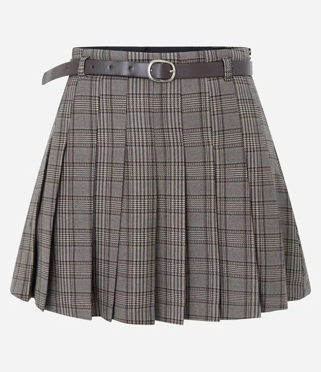 Short Saia Plissado de Alfaiataria com Cinto Ajustável