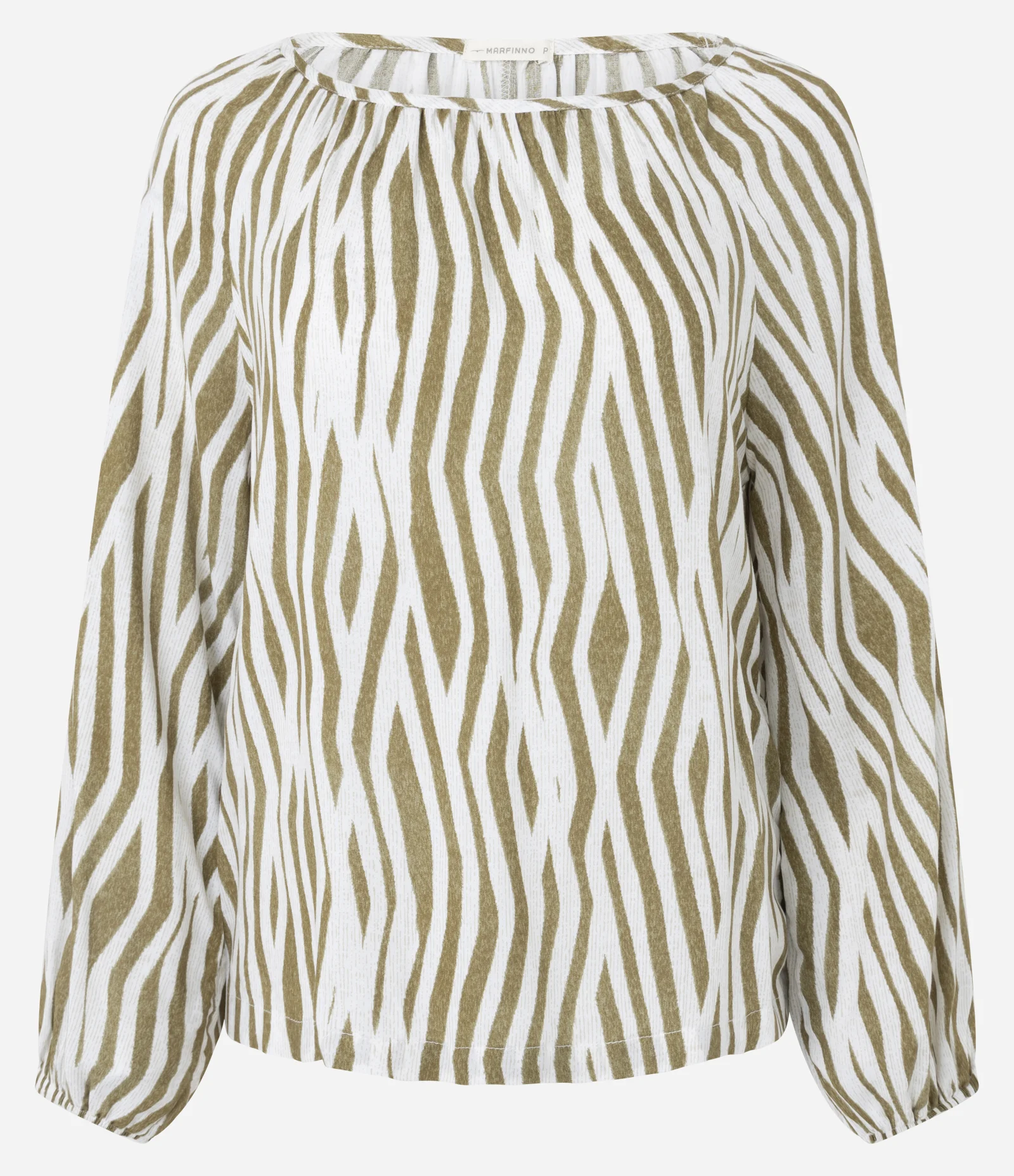 Blusa em Viscose Animal Print com Manga Bufante Verde 1