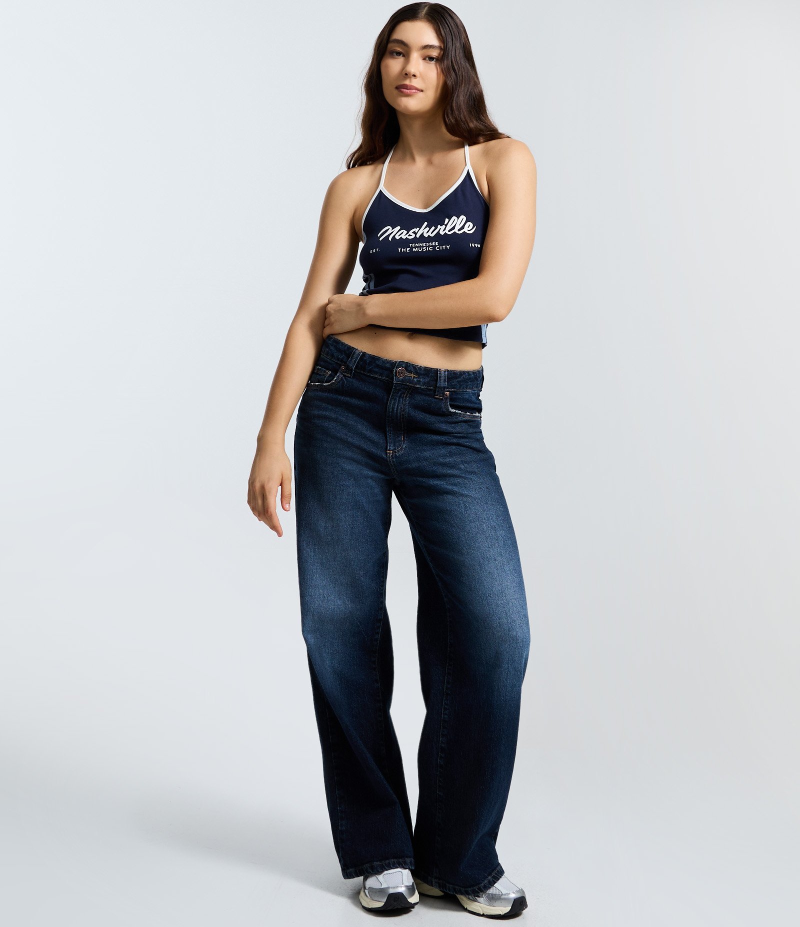 Top Frente Única com Lettering Nashville e Detalhe Lateral Azul 2