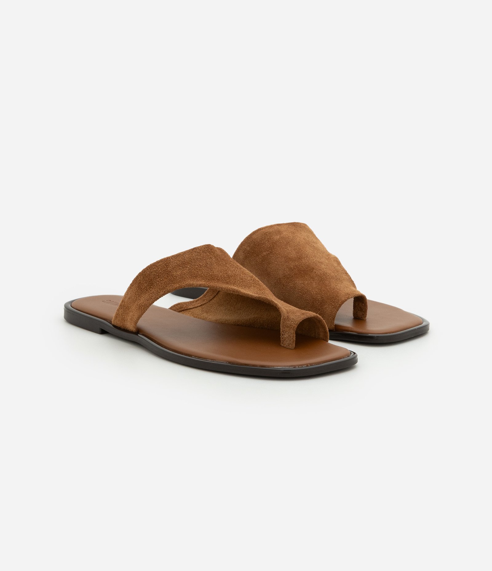 Sandália Rasteira Mule com Efeito de Camurça Marrom 2