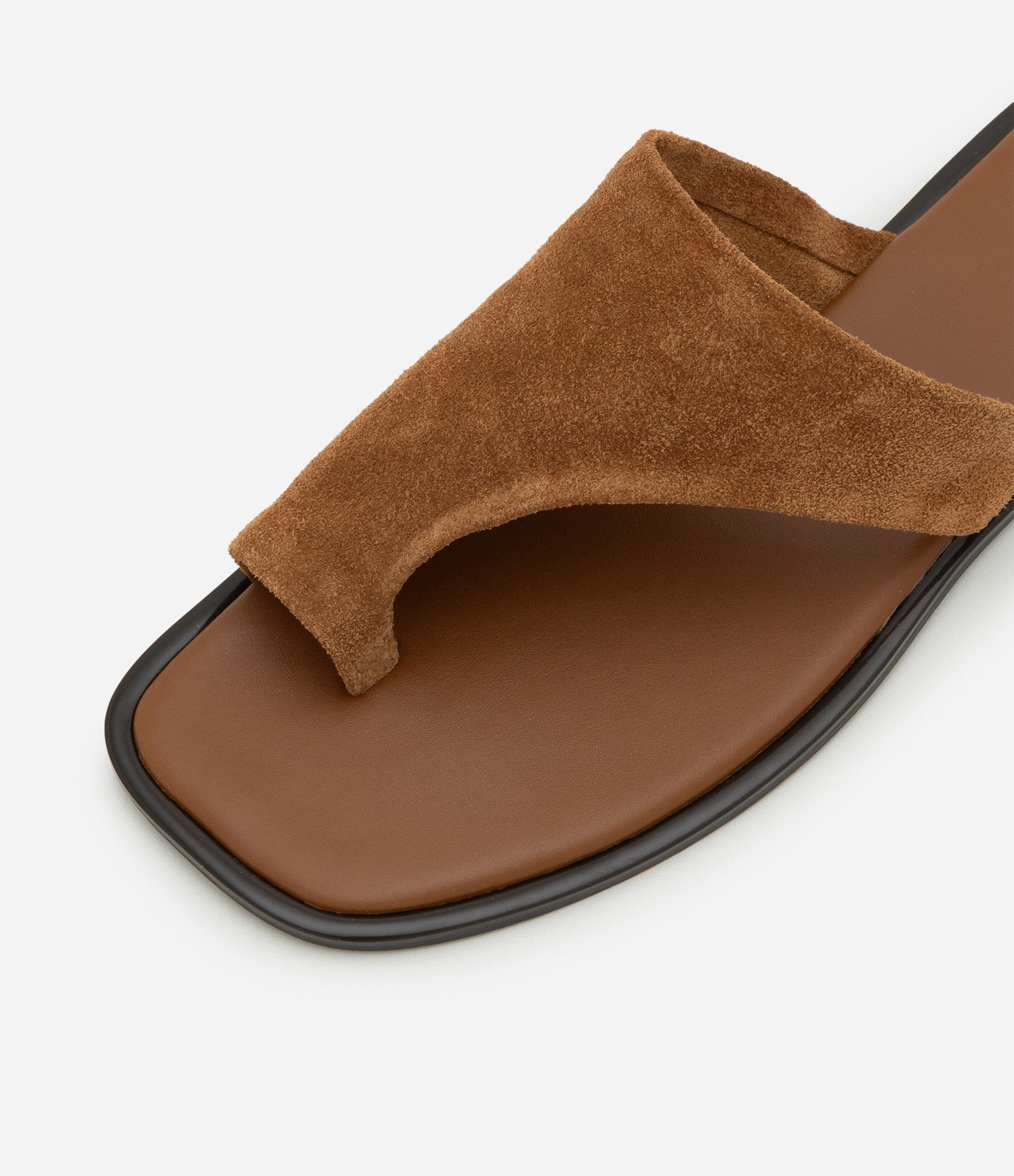 Sandália Rasteira Mule com Efeito de Camurça Marrom 5