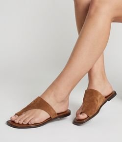 Sandália Rasteira Mule com Efeito de Camurça