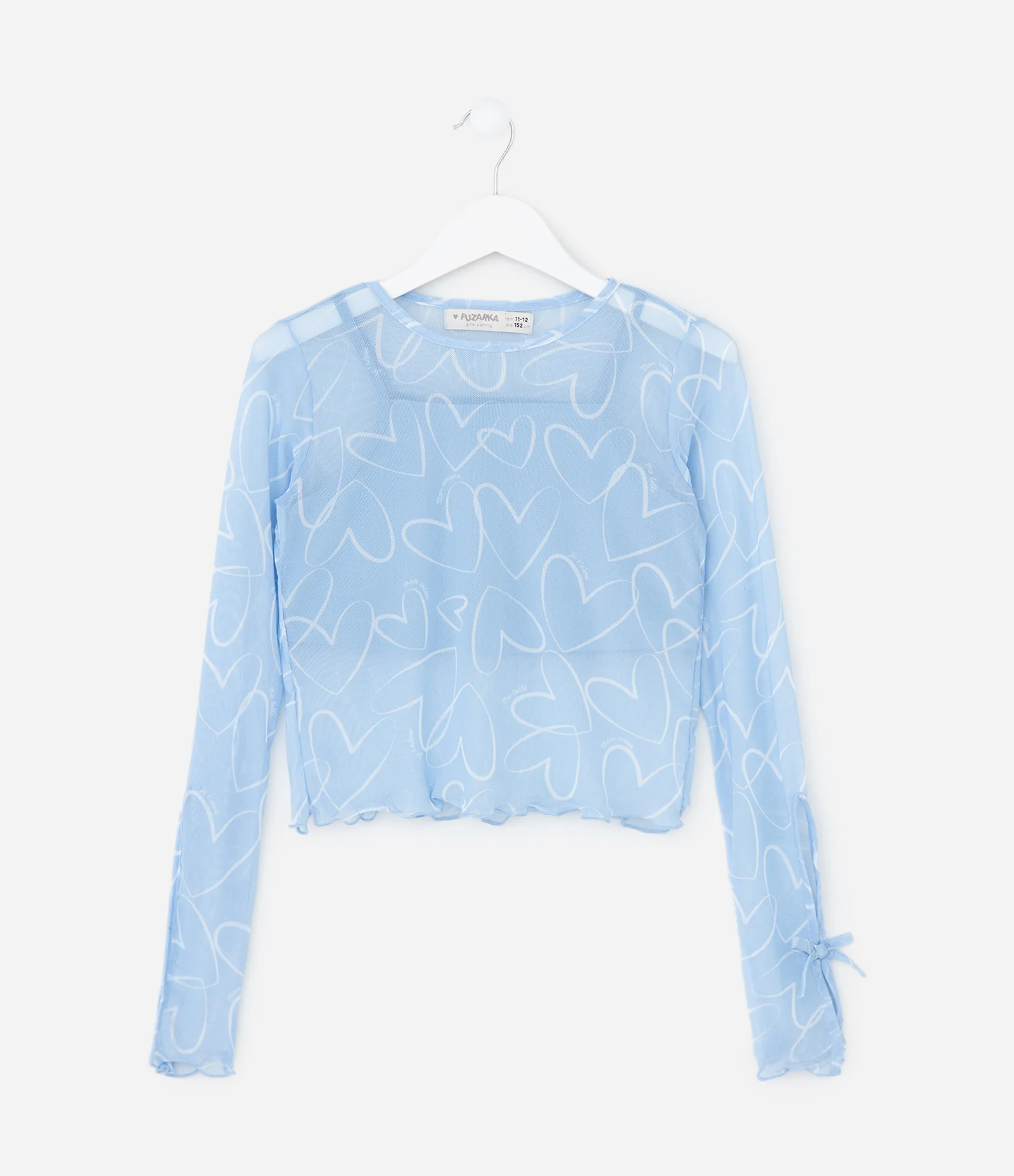 Blusa Infantil com Lacinhos na Manga e Top Interno – Tam 5 a 16 Anos Azul Bebê 1