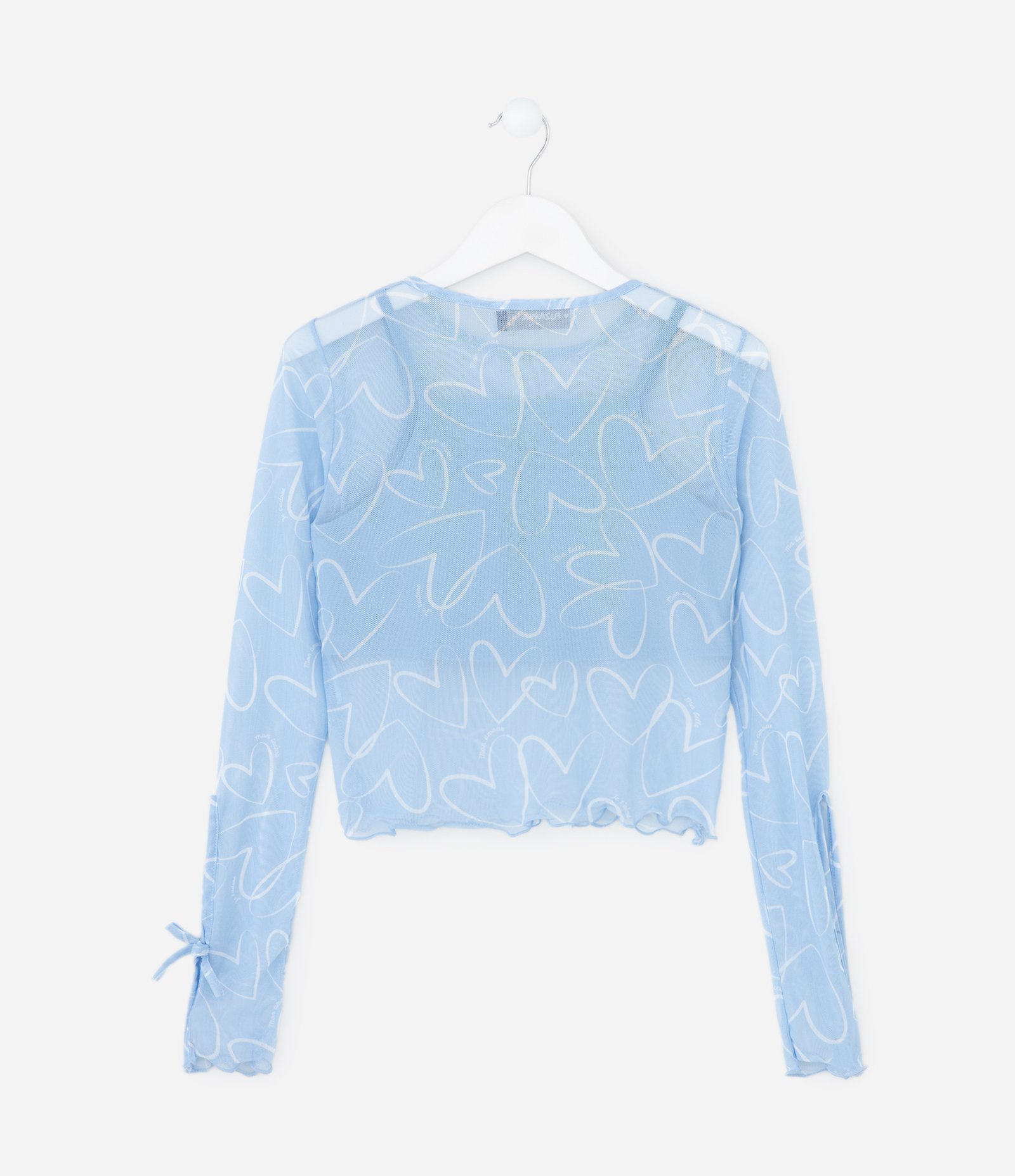 Blusa Infantil com Lacinhos na Manga e Top Interno – Tam 5 a 16 Anos Azul Bebê 2