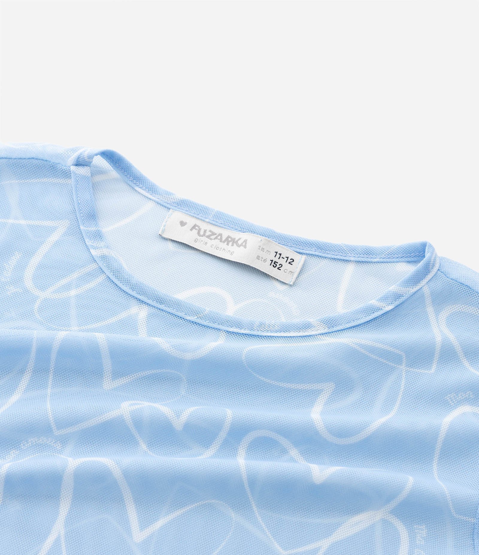 Blusa Infantil com Lacinhos na Manga e Top Interno – Tam 5 a 16 Anos Azul Bebê 5