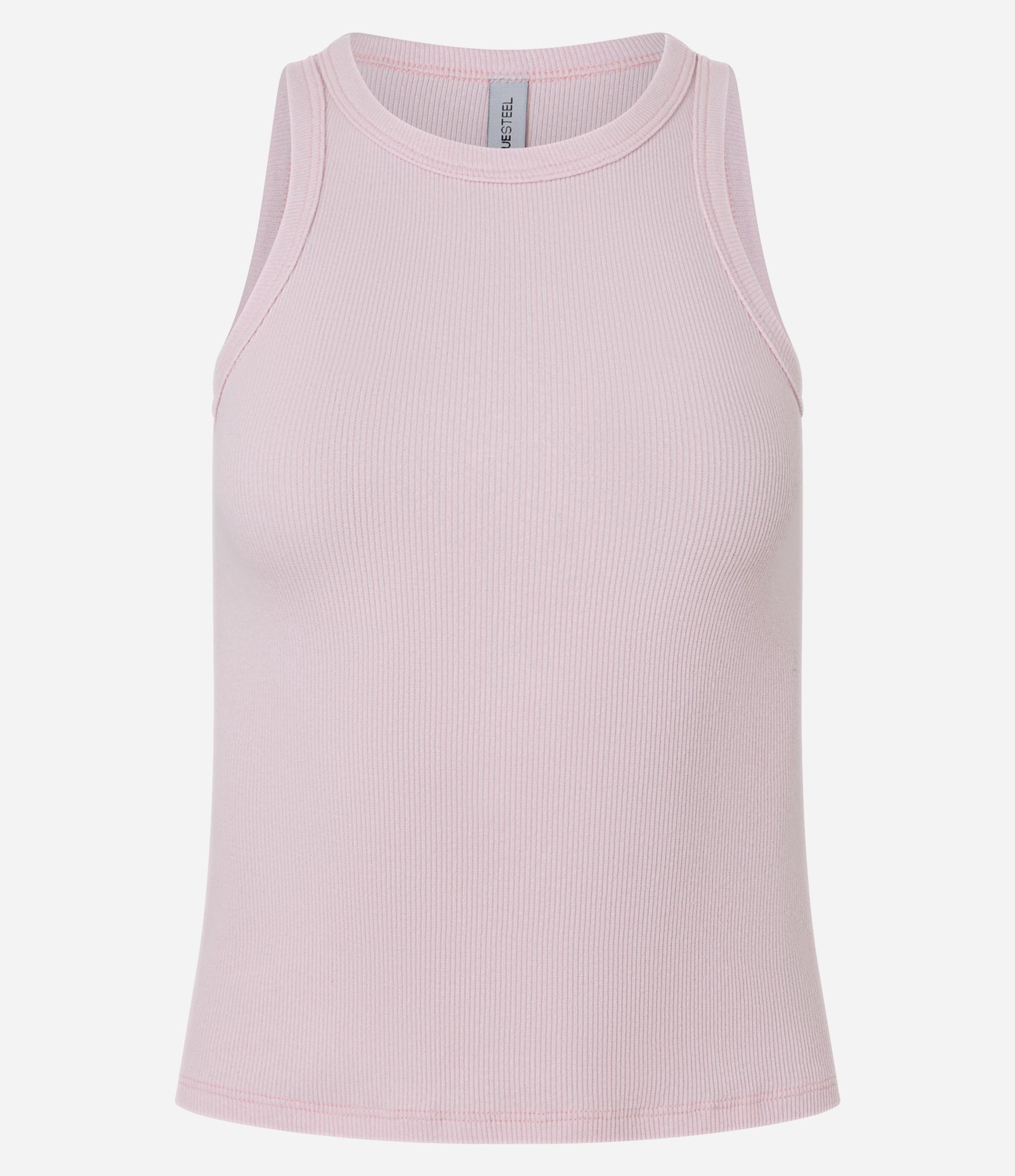 Blusa Regata Básica em Ribana com Leve Textura Rosa Claro 4