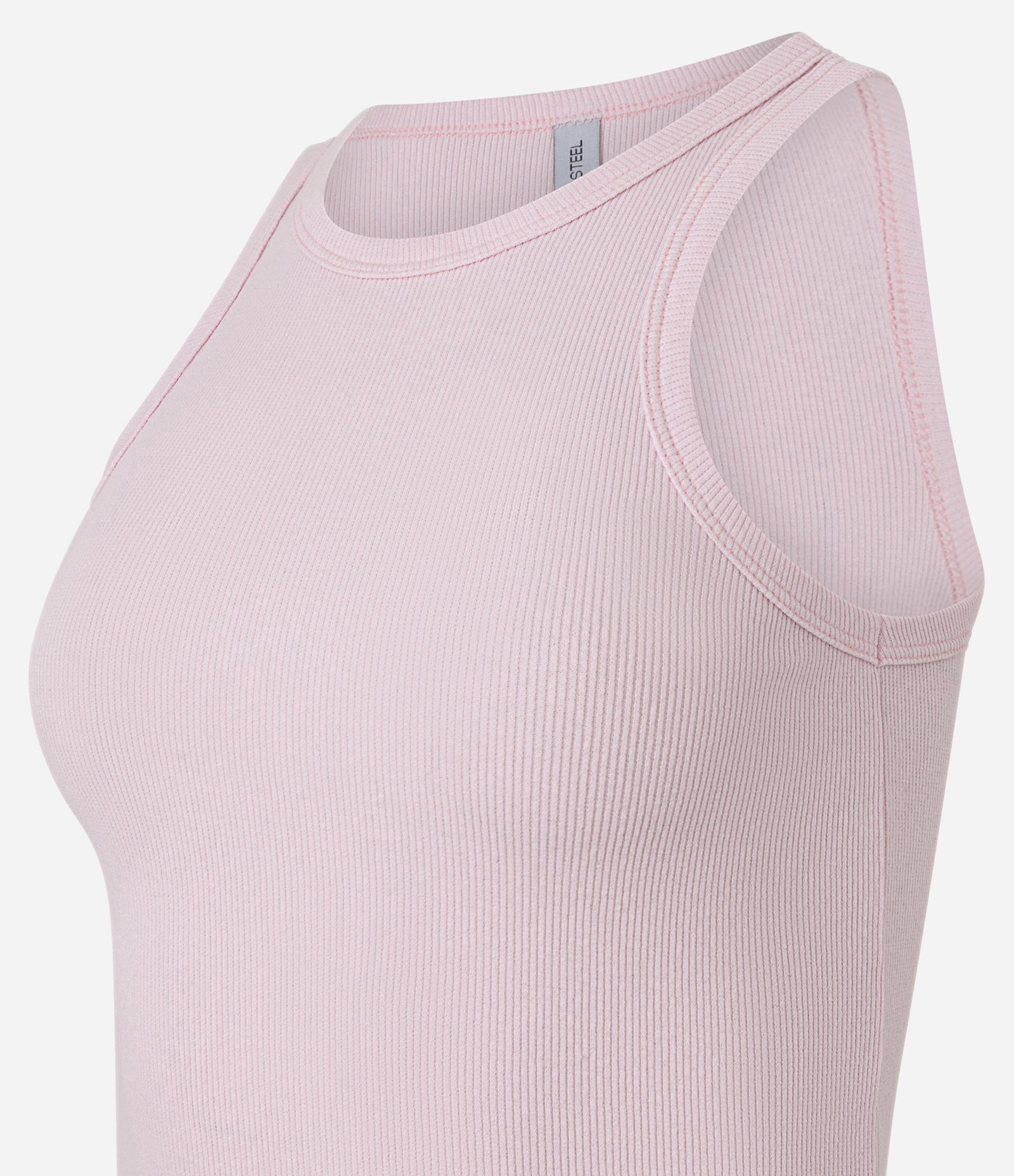 Blusa Regata Básica em Ribana com Leve Textura Rosa Claro 5