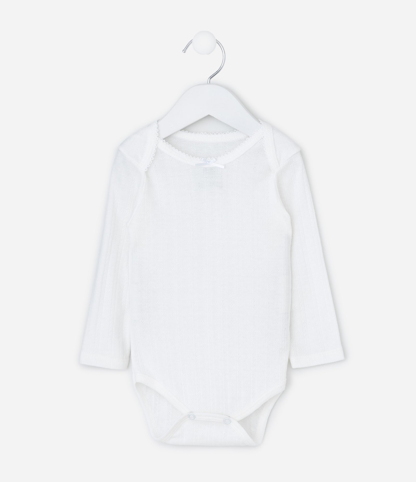 Body Infantil em Cotton Pointelle com Gola Americana – Tam RN a 18 Meses Branco 1