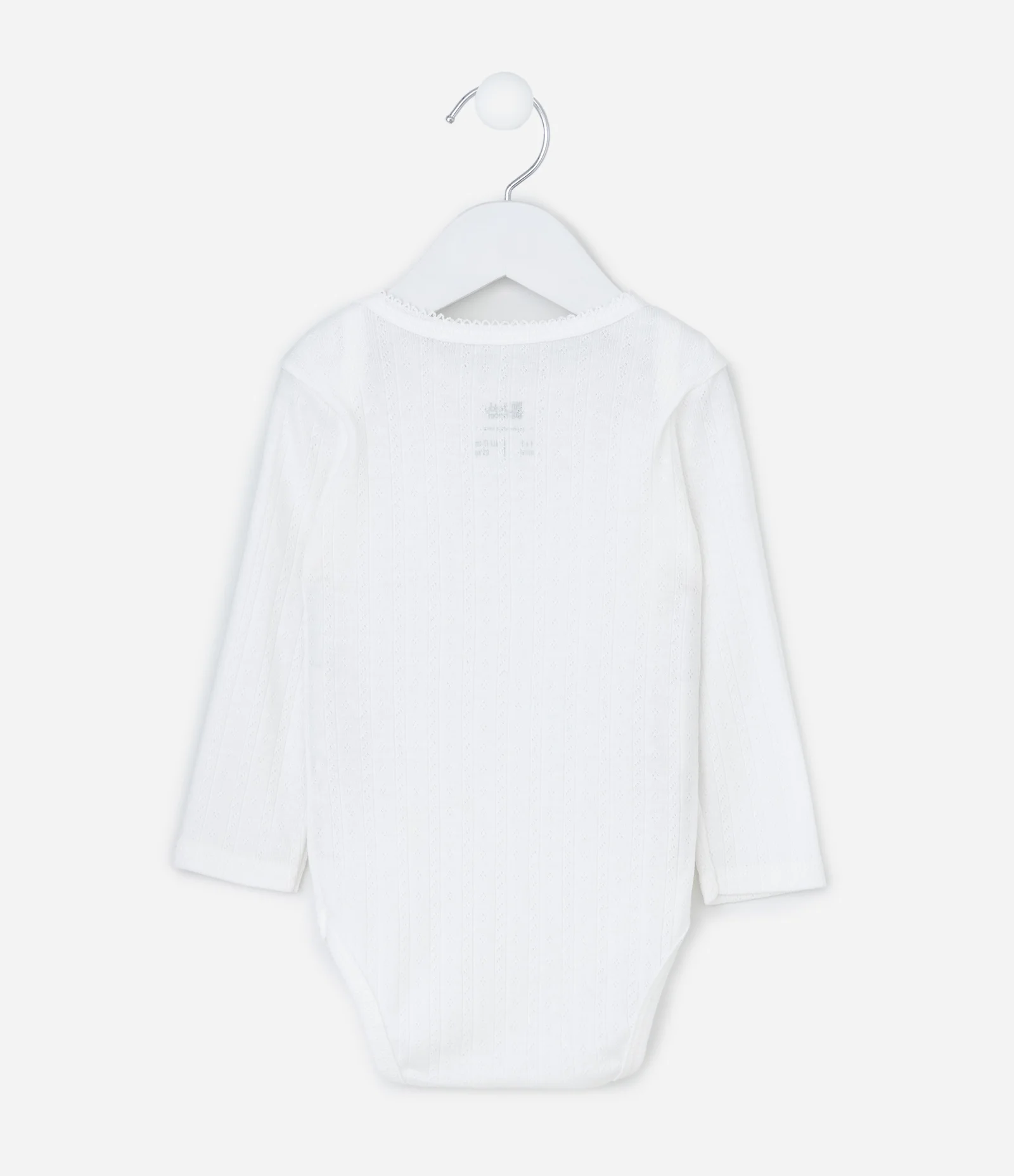 Body Infantil em Cotton Pointelle com Gola Americana – Tam RN a 18 Meses Branco 2