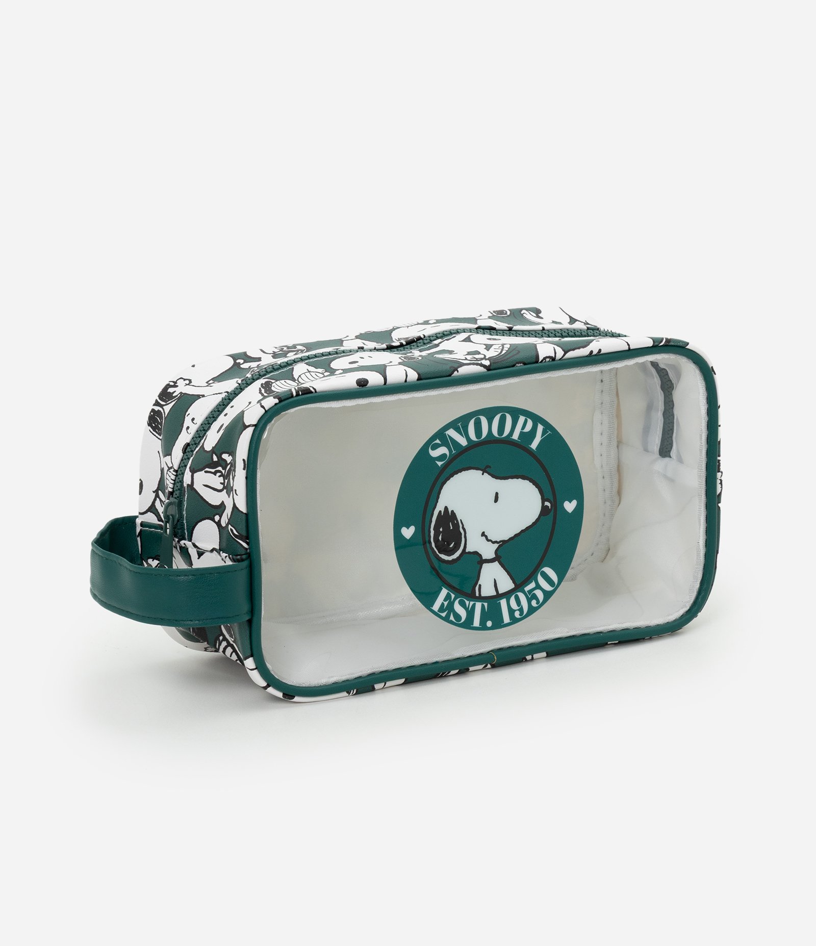 Nécessaire com Alça Lateral e Estampa Snoopy Verde 1