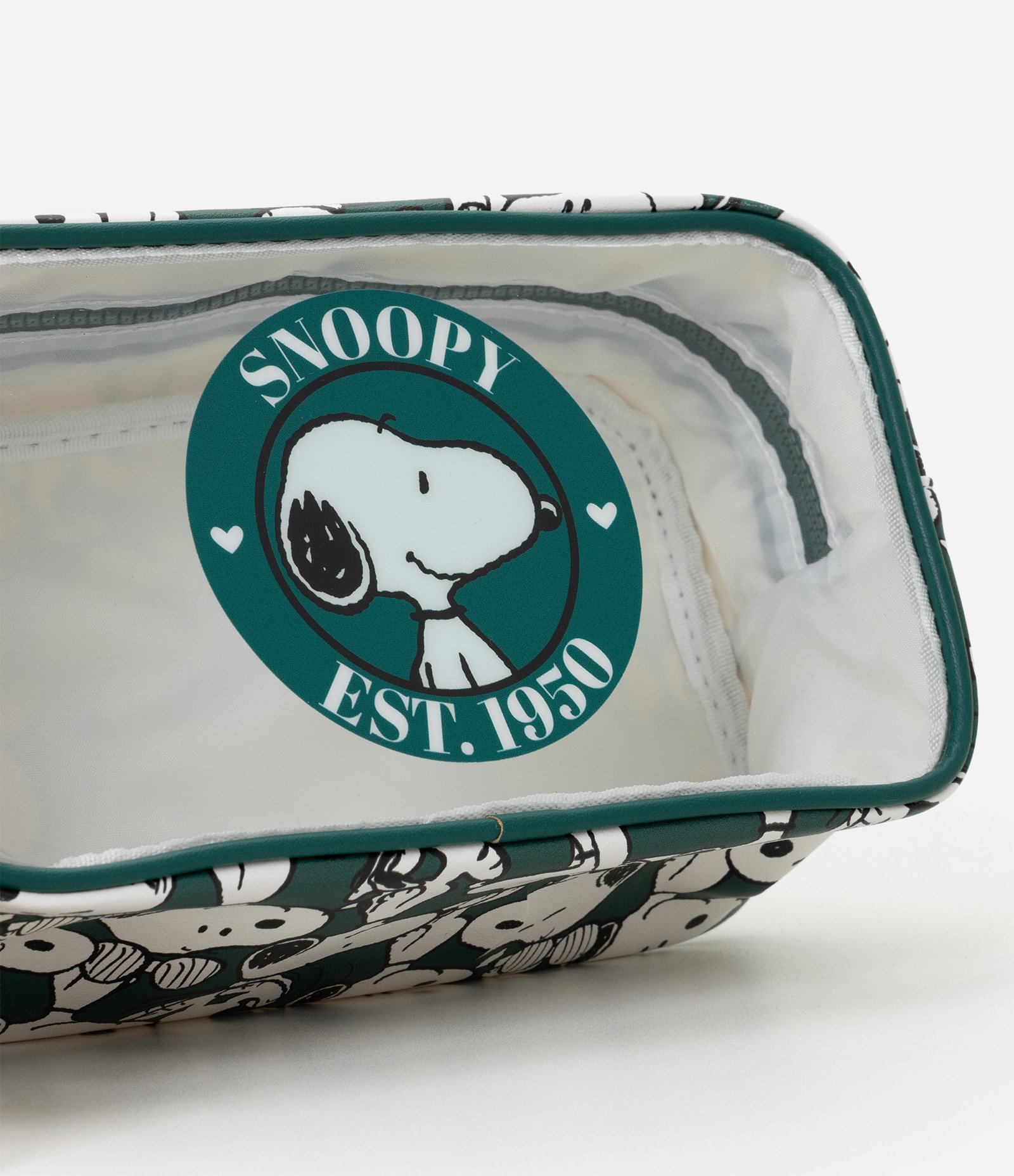 Nécessaire com Alça Lateral e Estampa Snoopy Verde 4