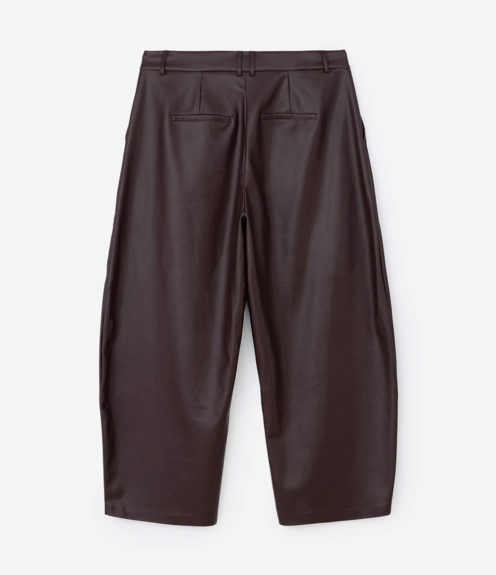Calça PU Barrel com Recortes e Bolso Faca Curve & Plus Size Marrom 2