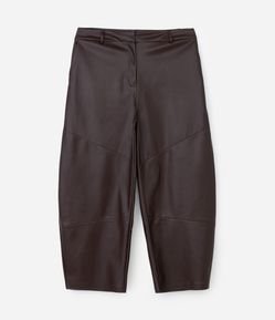 Calça PU Barrel com Recortes e Bolso Faca Curve & Plus Size
