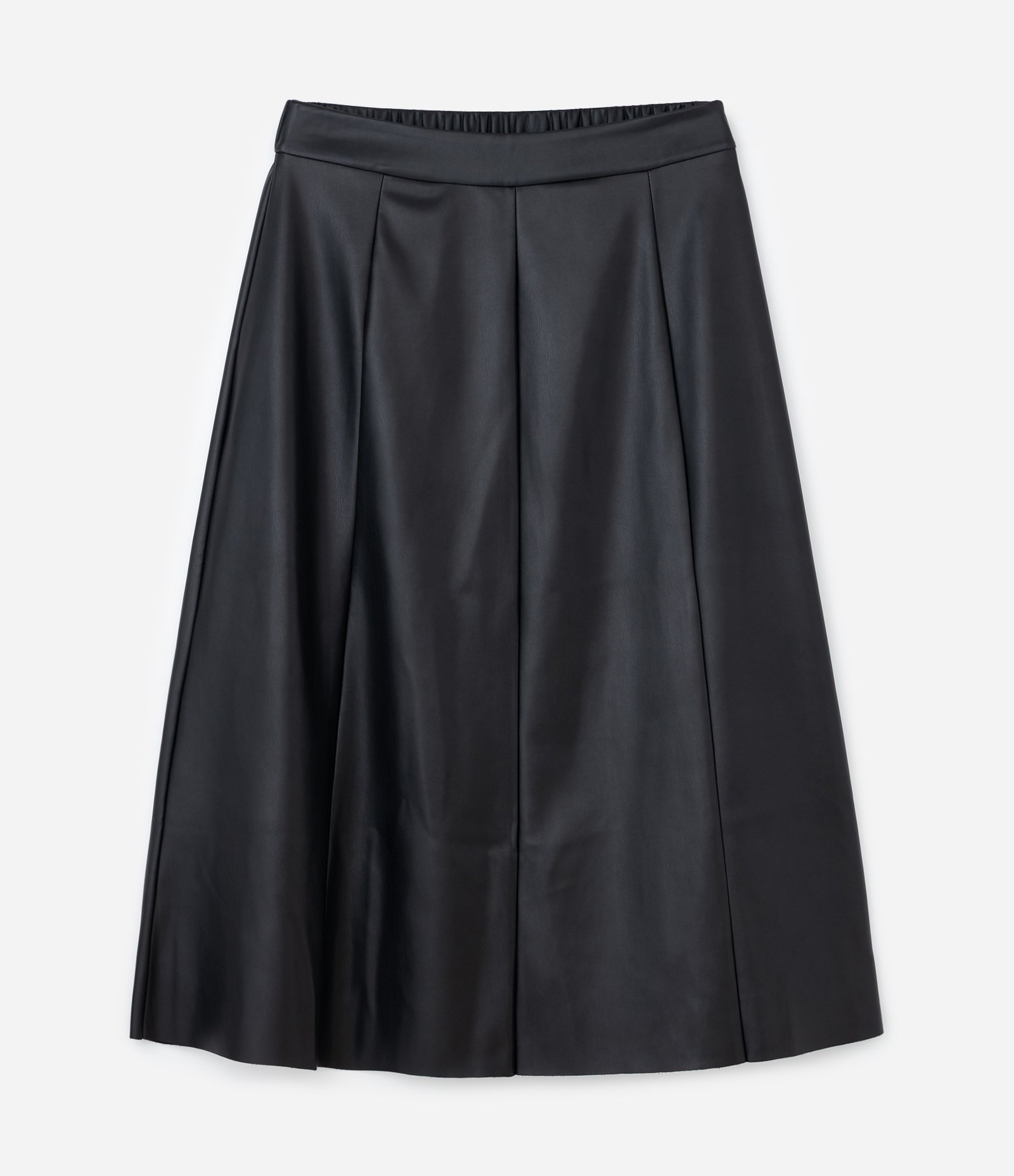 Saia Midi em PU Lisa Modelagem Evasê Curve & Plus Size Preto 1