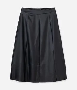 Saia Midi em PU Lisa Modelagem Evasê Curve & Plus Size