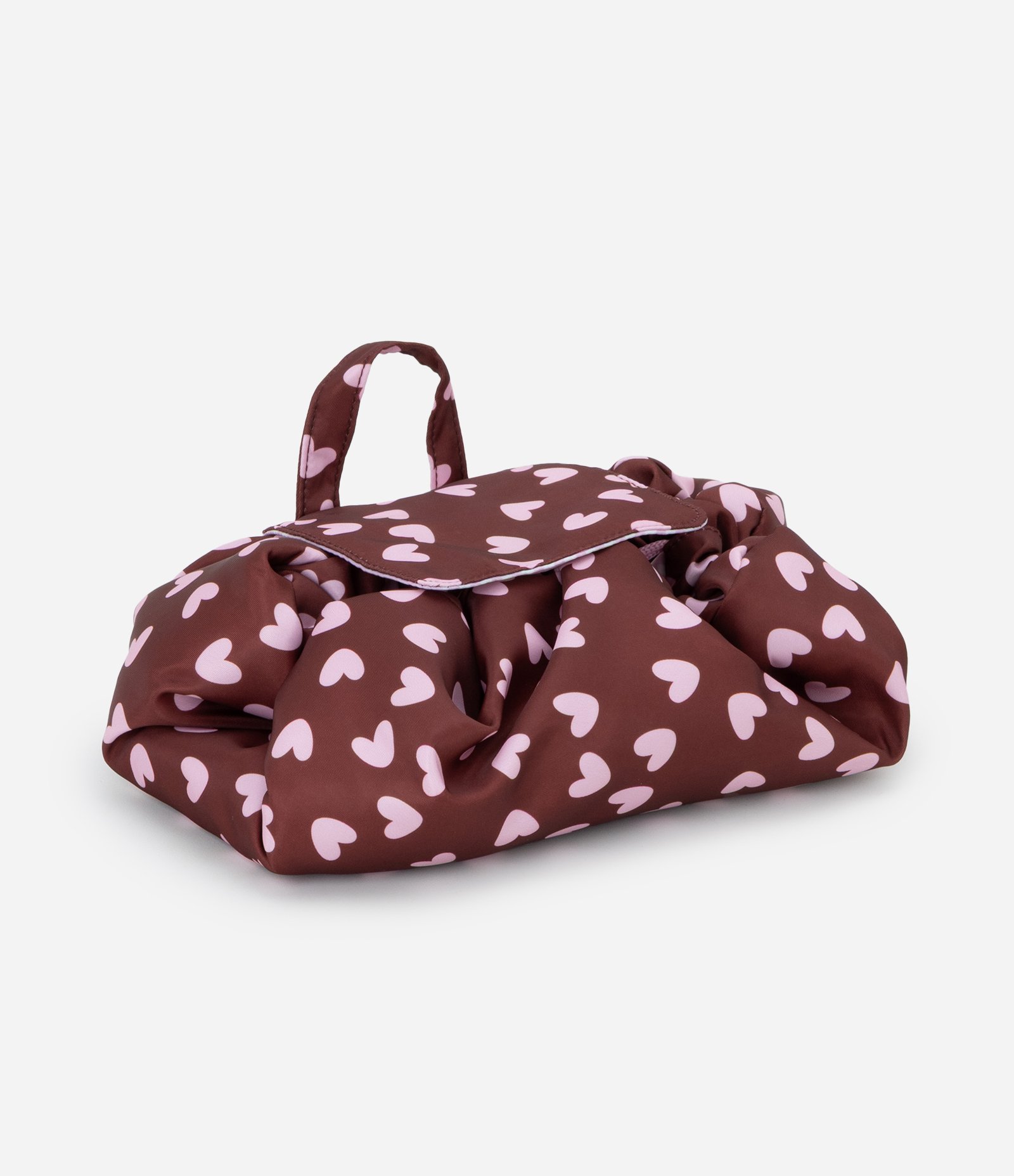 Nécessaire Flexível com Estampa de Corações Vinho 1