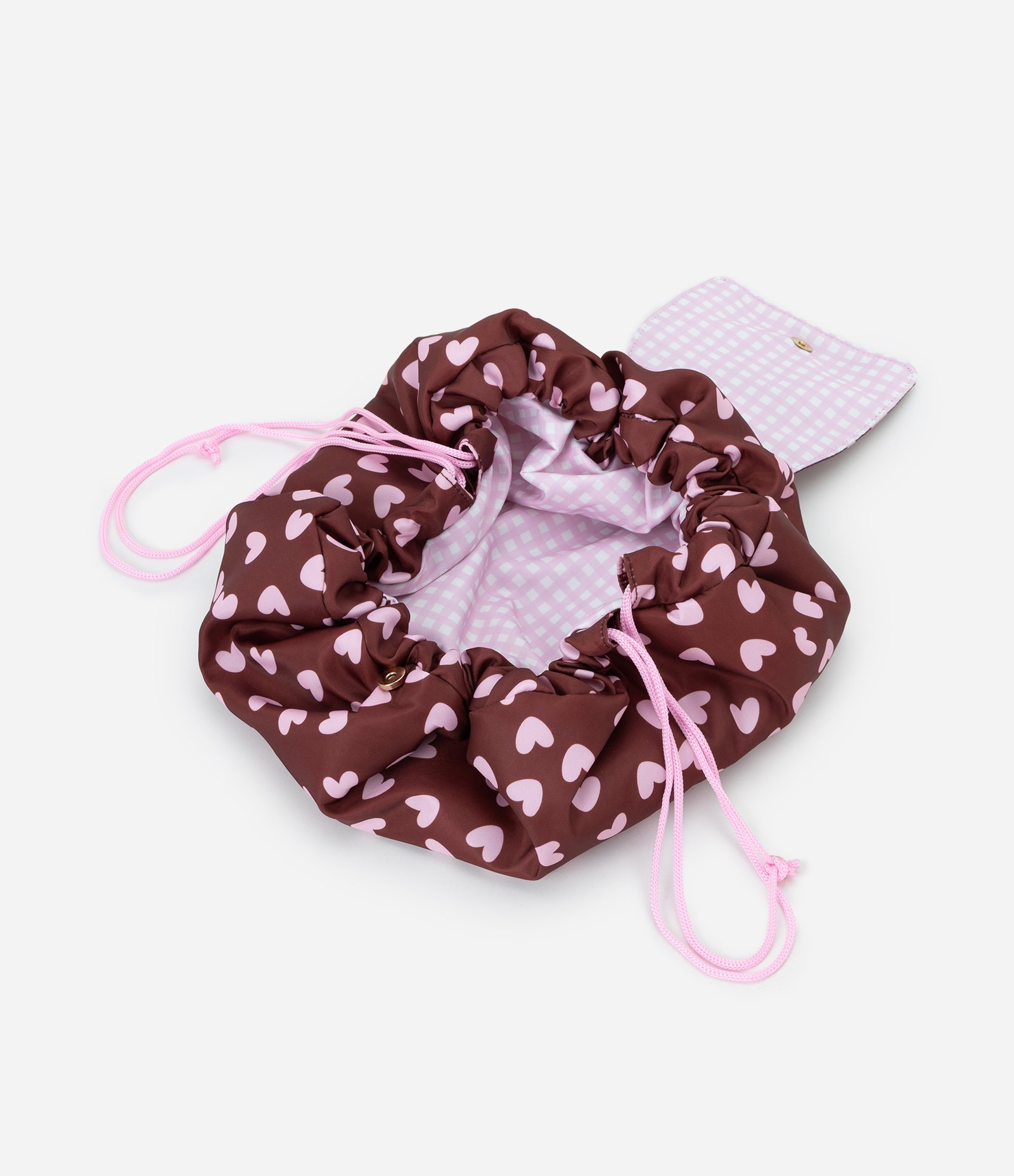 Nécessaire Flexível com Estampa de Corações Vinho 5