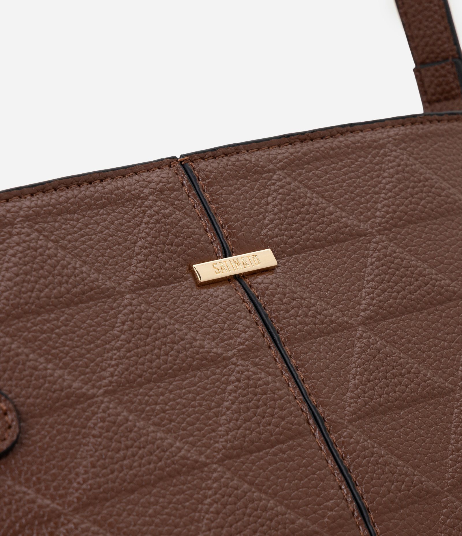 Bolsa Transversal Média em PU Texturizado Marrom 4