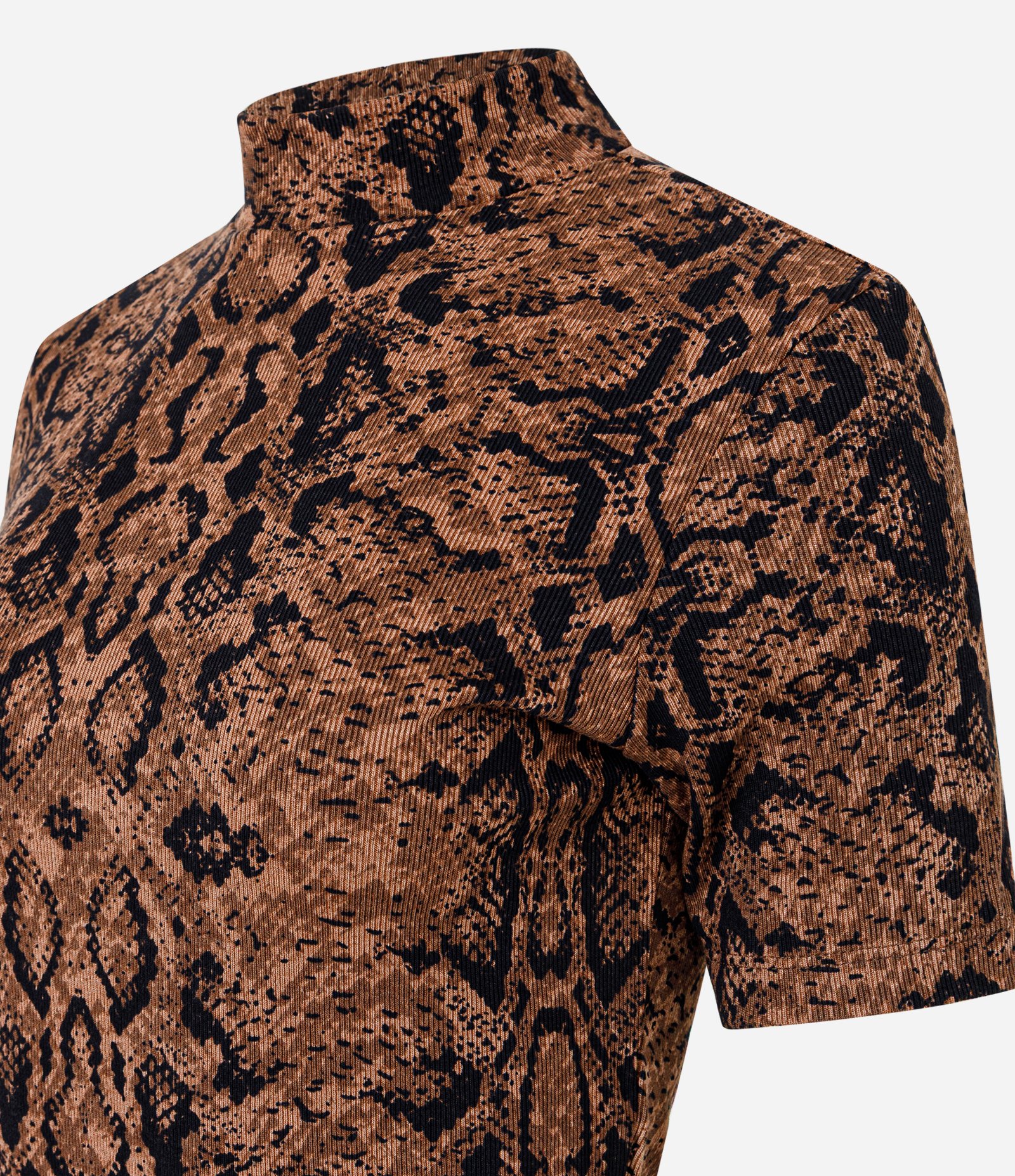 Blusa Canelada em Ribana com Estampa Cobra Marrom/Preto 2