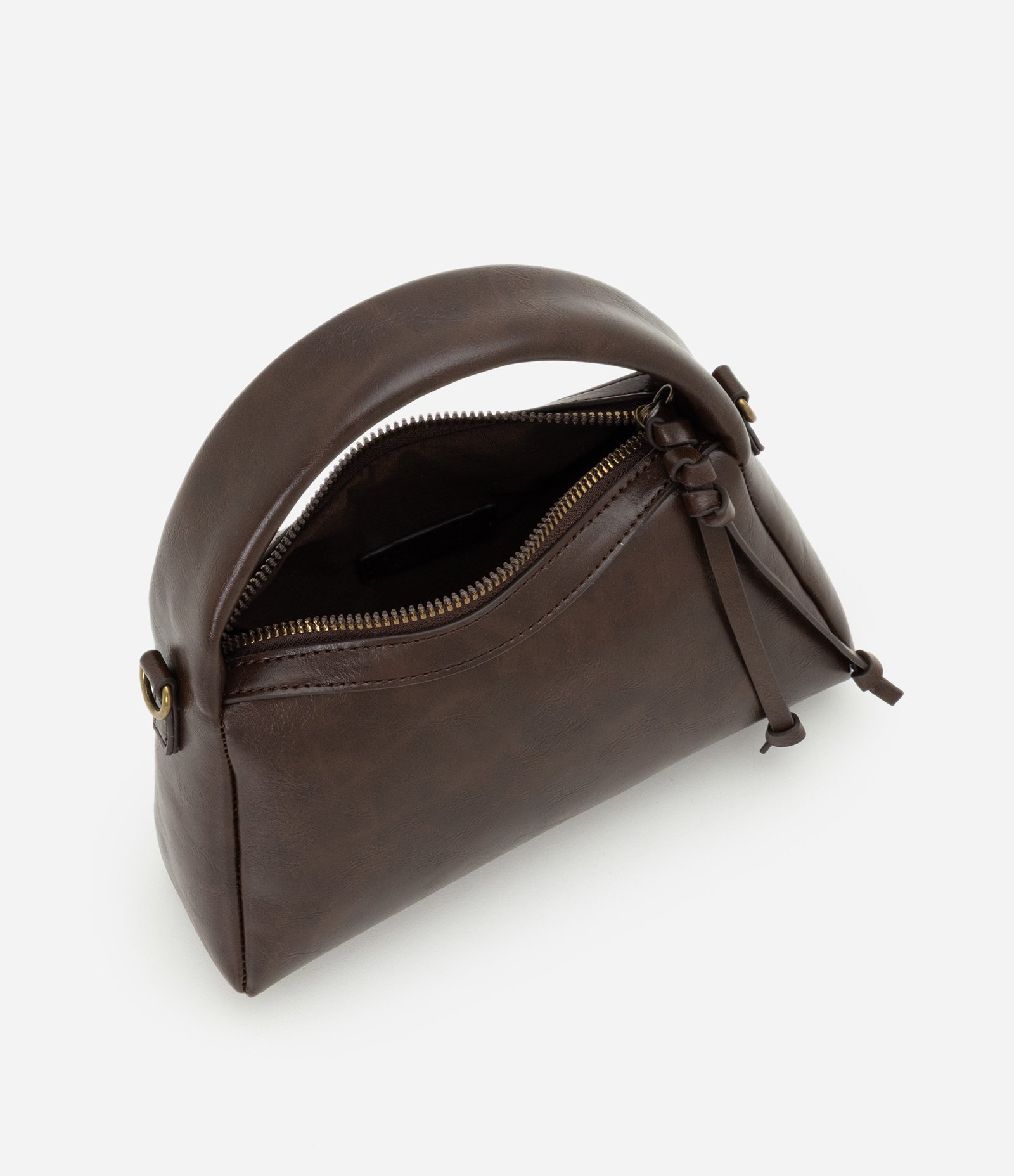Bolsa Pequena Estruturada com Alça Removível Marrom 5