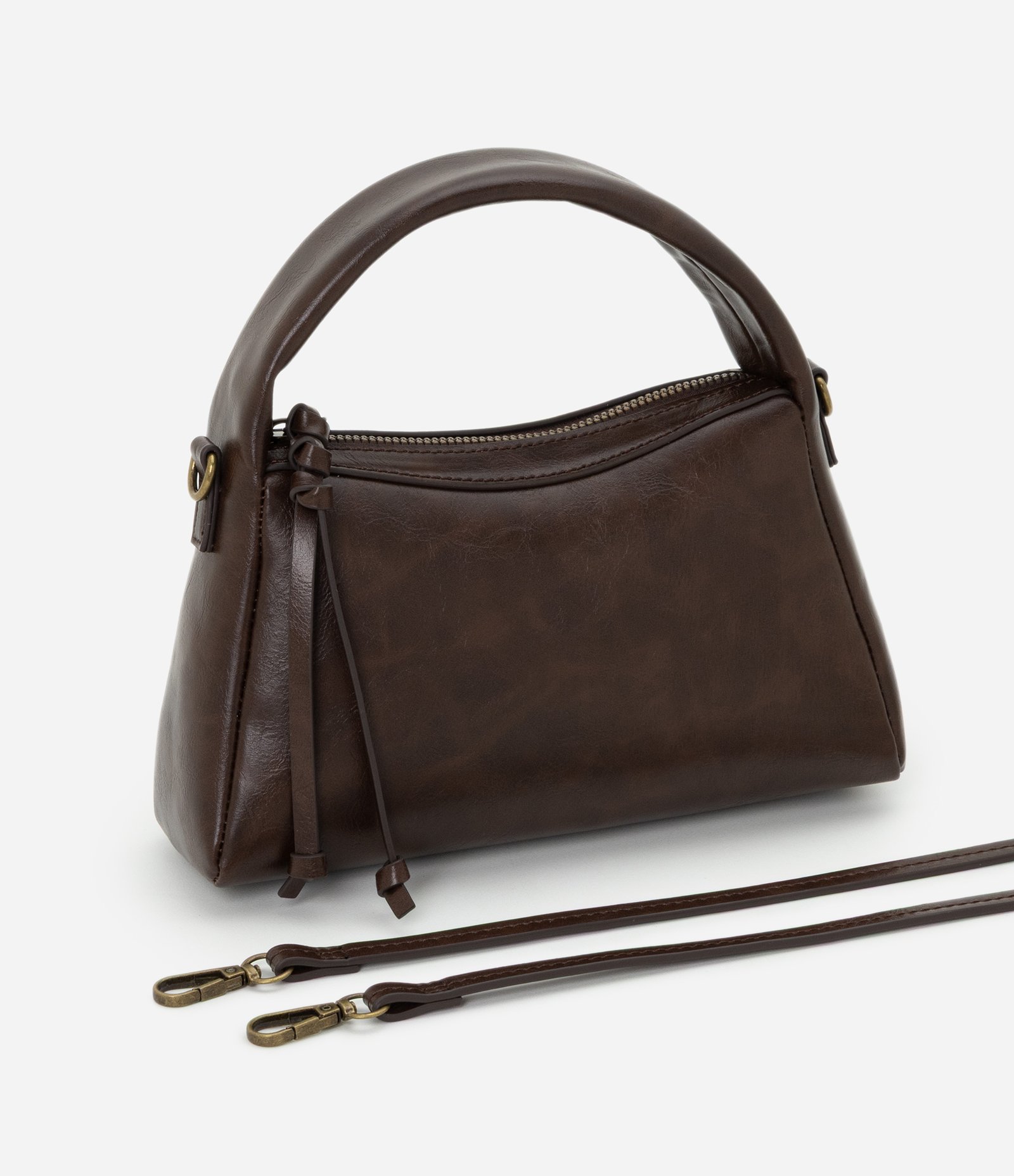 Bolsa Pequena Estruturada com Alça Removível Marrom 7