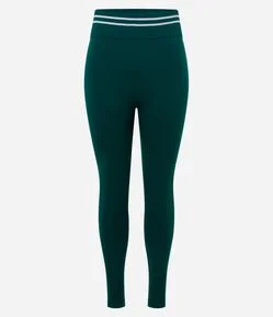 Calça Legging Esportiva com Cós Contrastante e Seamless