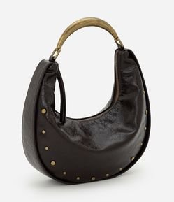 Bolsa Hobo Média em PU Com Alça de Mão Estruturada