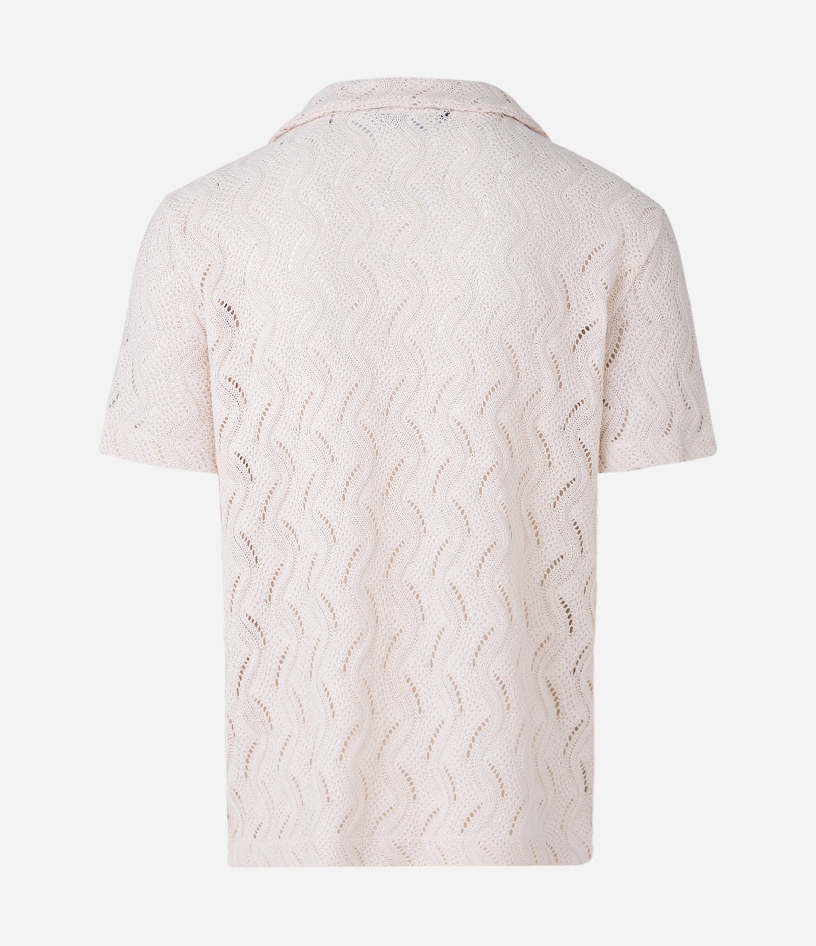 Camisa  Manga Curta Renda Texturizada Off White 5