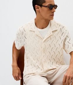Camisa  Manga Curta Renda Texturizada