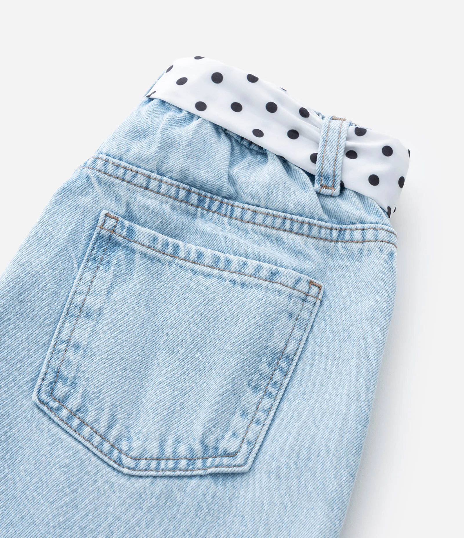 Calça Infantil Wide Leg em Jeans com Cinto de Poá – Tam 5 a 14 Azul Claro 5