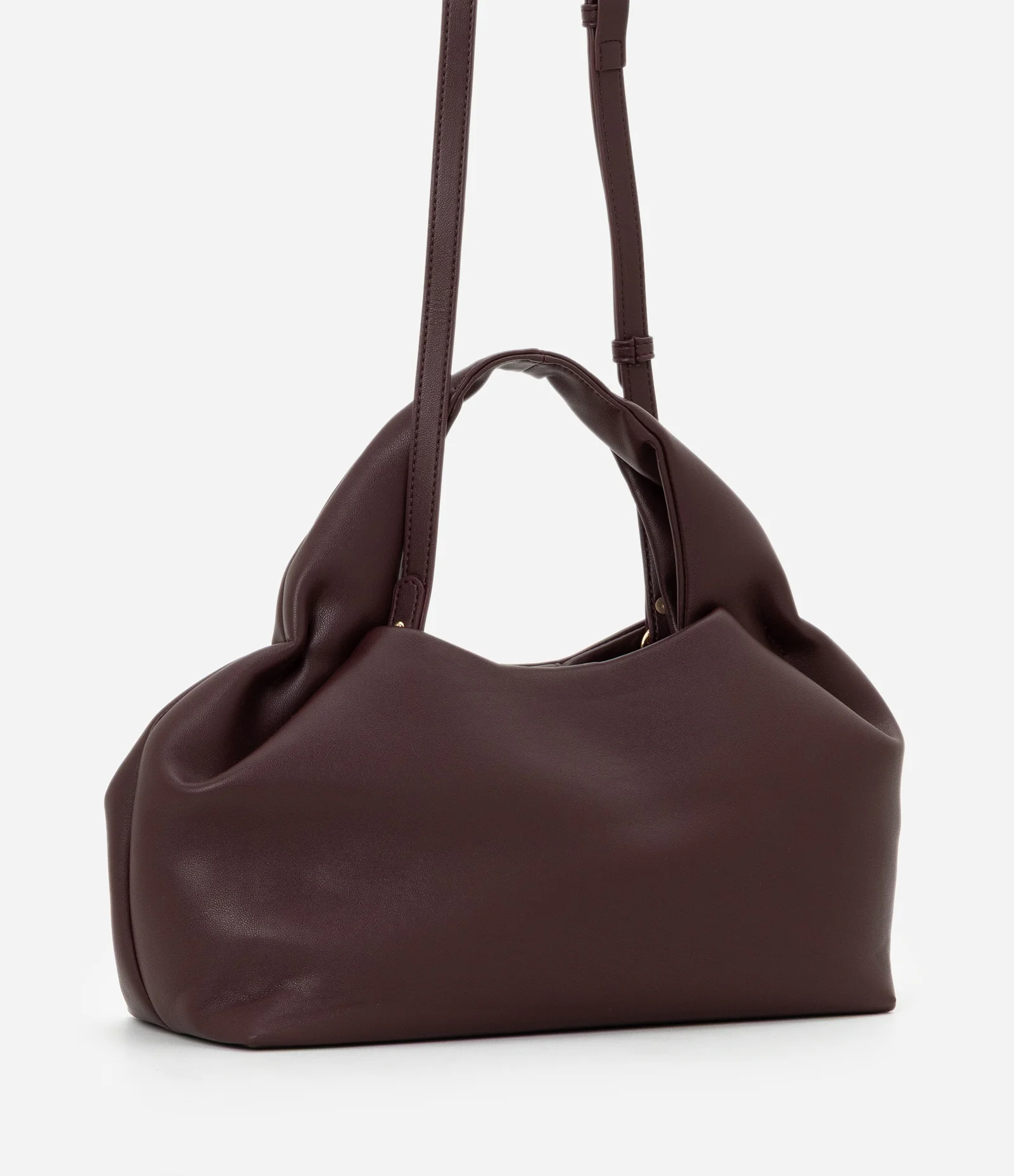 Bolsa Média em PU Com Alça de Mão Vinho 3