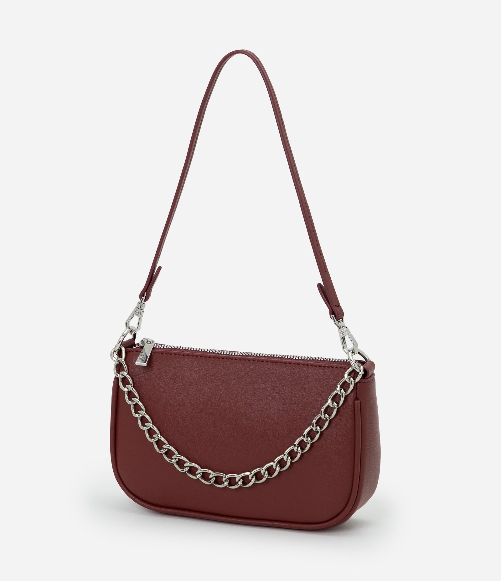 Bolsa Baguete Transversal em PU Com Alça Corrente Vermelho 4