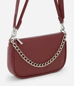 Bolsa Baguete Transversal em PU Com Alça Corrente