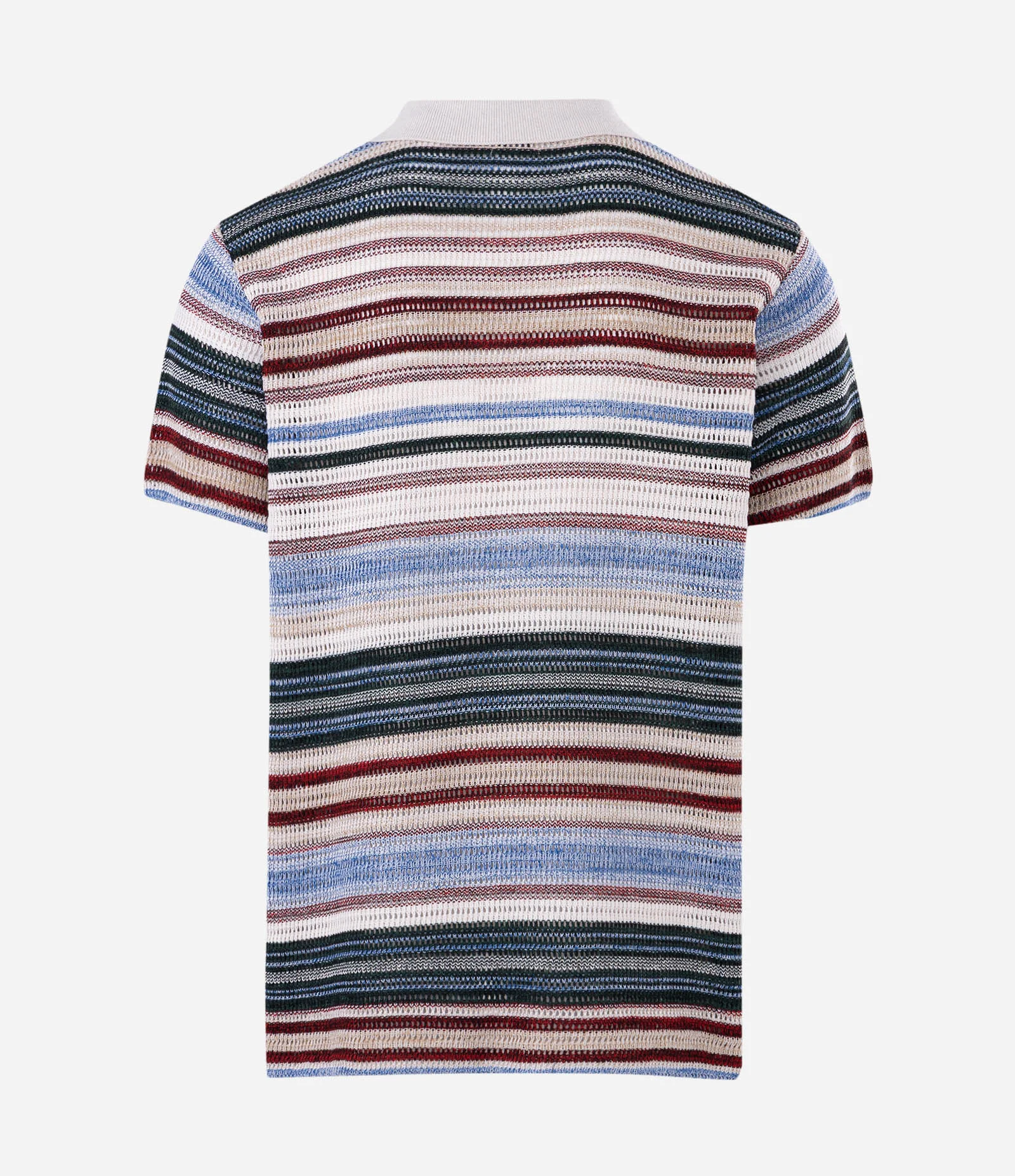Camiseta Polo Texturizada com Estampa Listrada Multicores