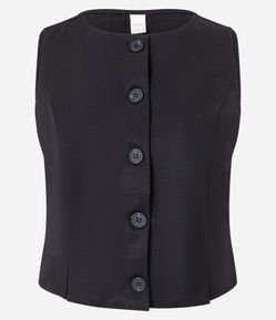 Colete Curto Alfaiatado com Botões e Fendas